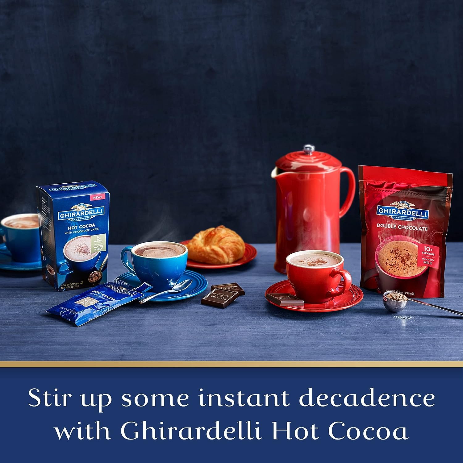 Ghirardelli Double Chocolate Hot Cocoa Mix, 0.85 oz Packets (Pack of 25)