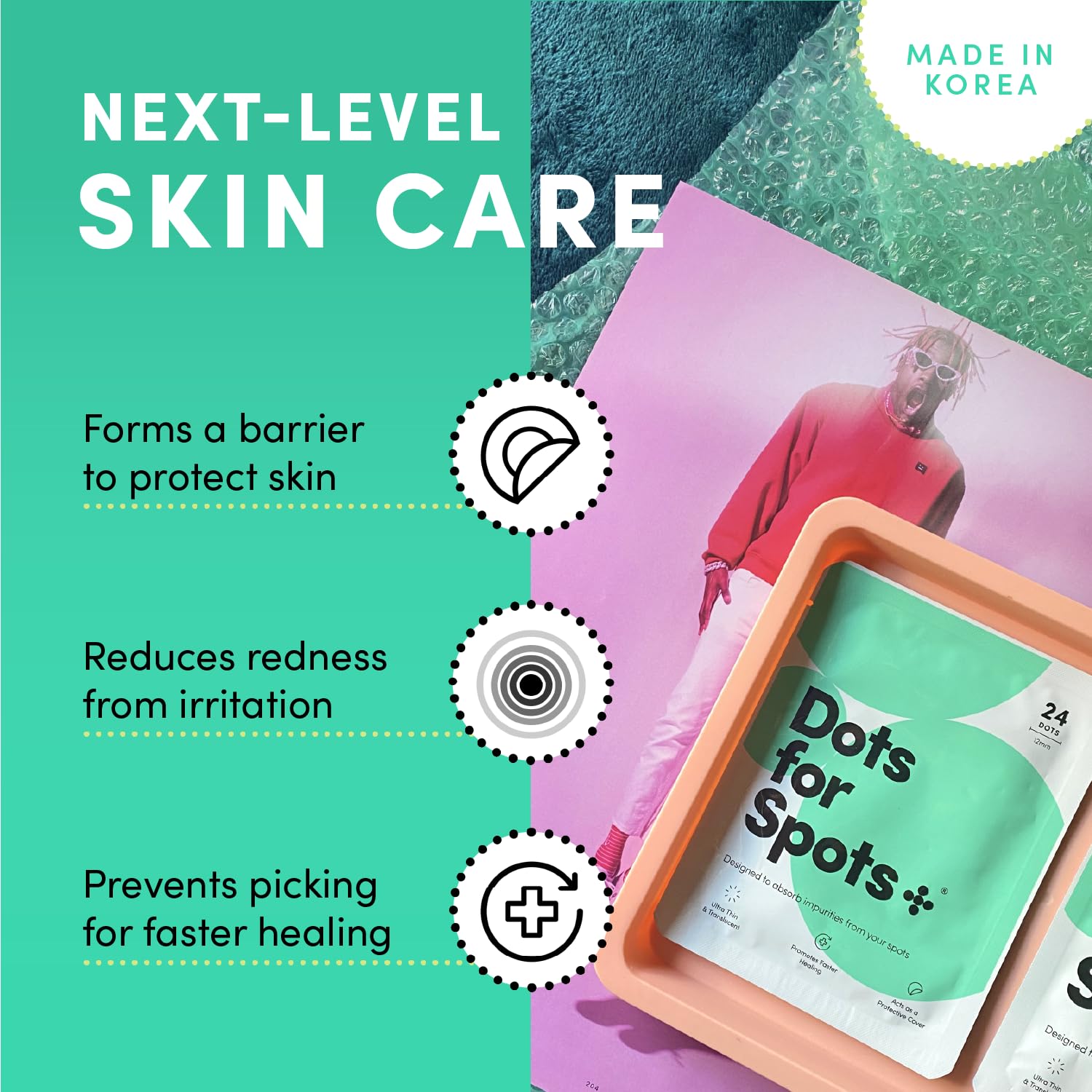 Dots for Spots Pimple Patches - Translucent Hydrocolloid Patch Spot Treatment Stickers for Face and Body - Fast-Acting, Vegan & Cruelty Free Korean Skin Care Pack of 60