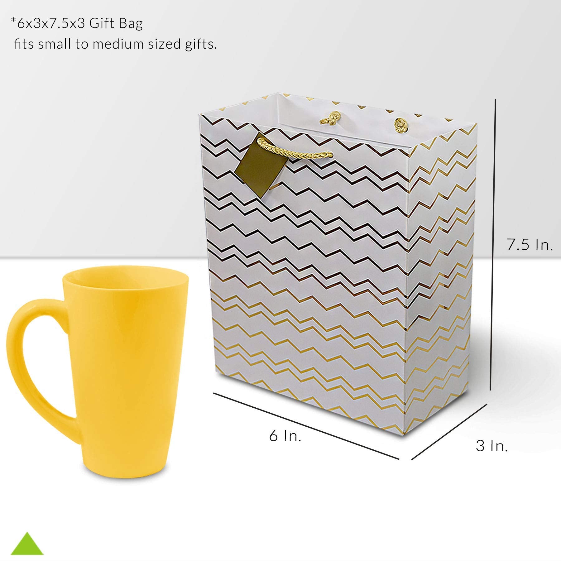 OccasionALL Small Gift Bags 6x3x7.5 12 Pack Assorted Gold Gift Bags with Handles for Christmas, Holidays, Birthdays, Weddings, & Party Favors, Bulk