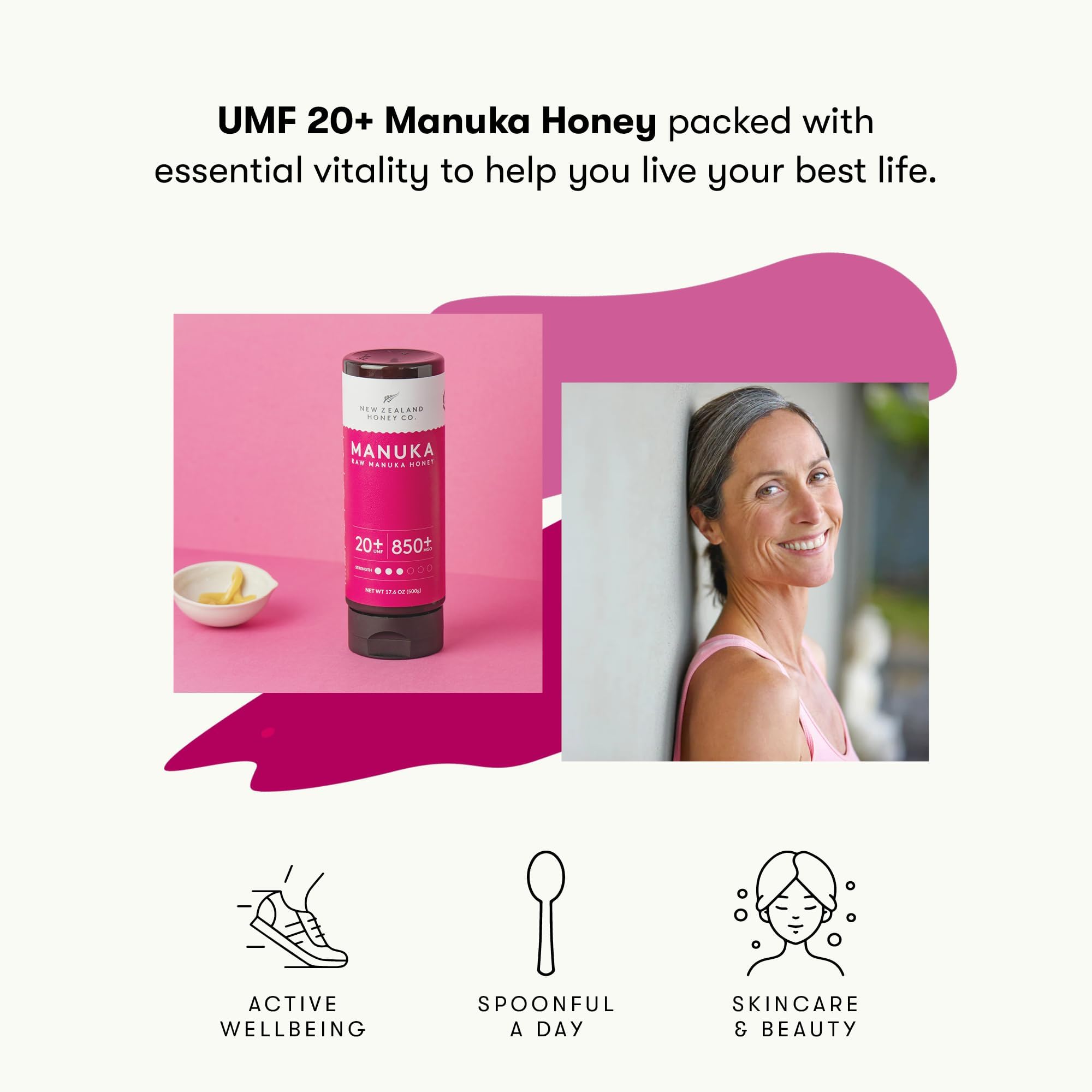 New Zealand Honey Co. Pure Manuka Honey UMF 20+ Squeezy | 500g | 17.6oz | Squeezable UMF Manuka Honey