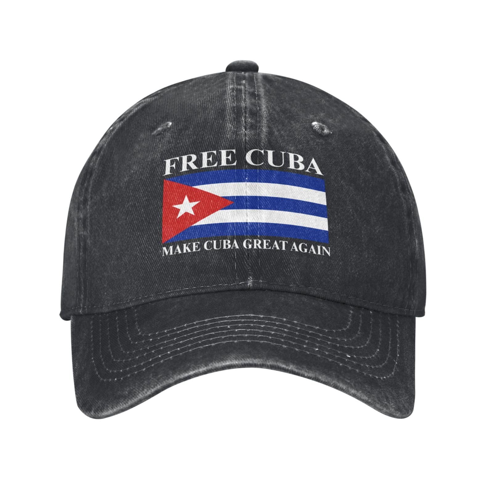 muciioa Free Cuba hat Make Cuba Great Again Cuban Flag Retro Cotton Cap Black