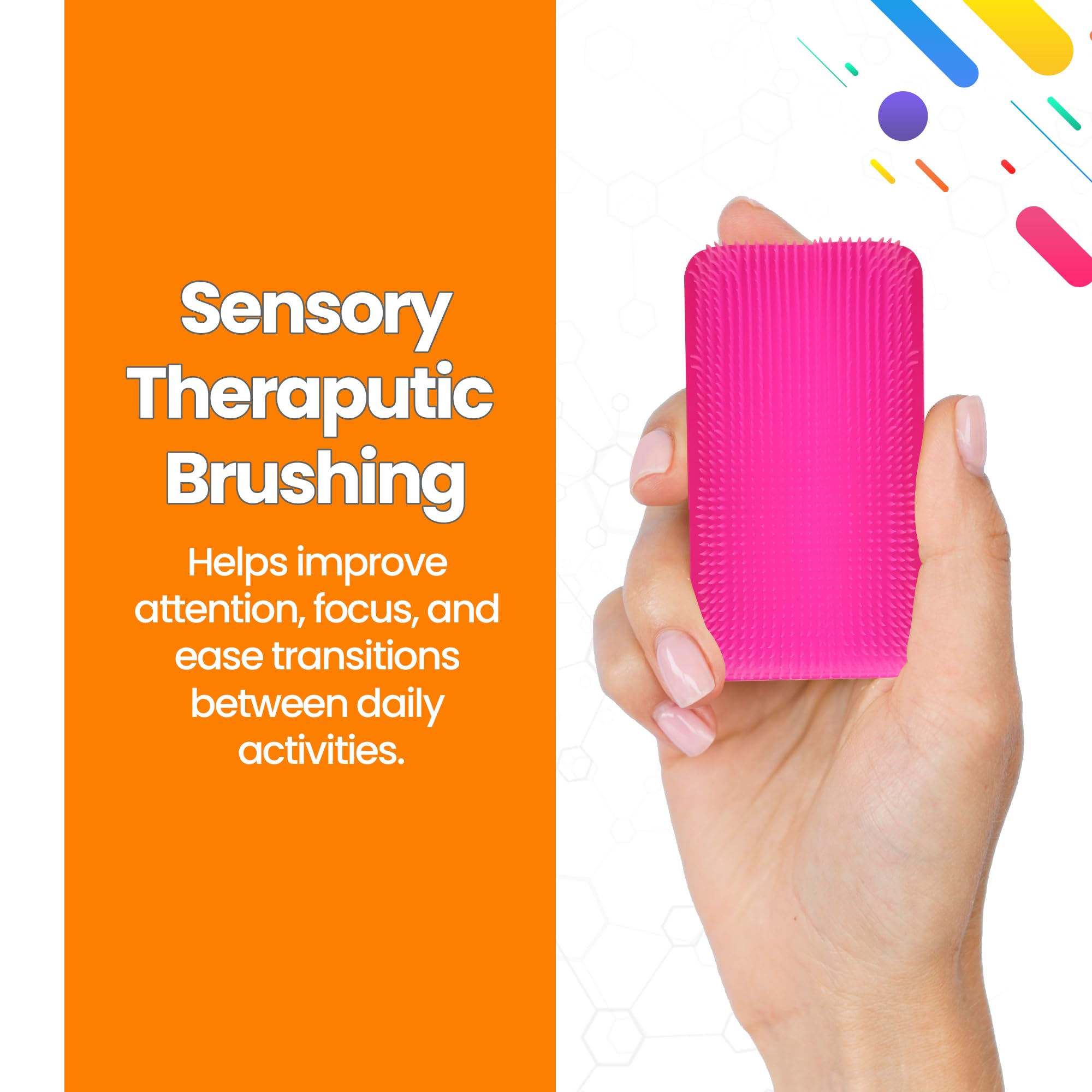 Wilbarger Method Therapy Sensory Brush Occupational & Therapressure Brush for Calming, Stimulating, and Sensory Brushing – Use as Part of The Wilbarger Brushing Protocol, Colored, 6 Count (Pack of 1)