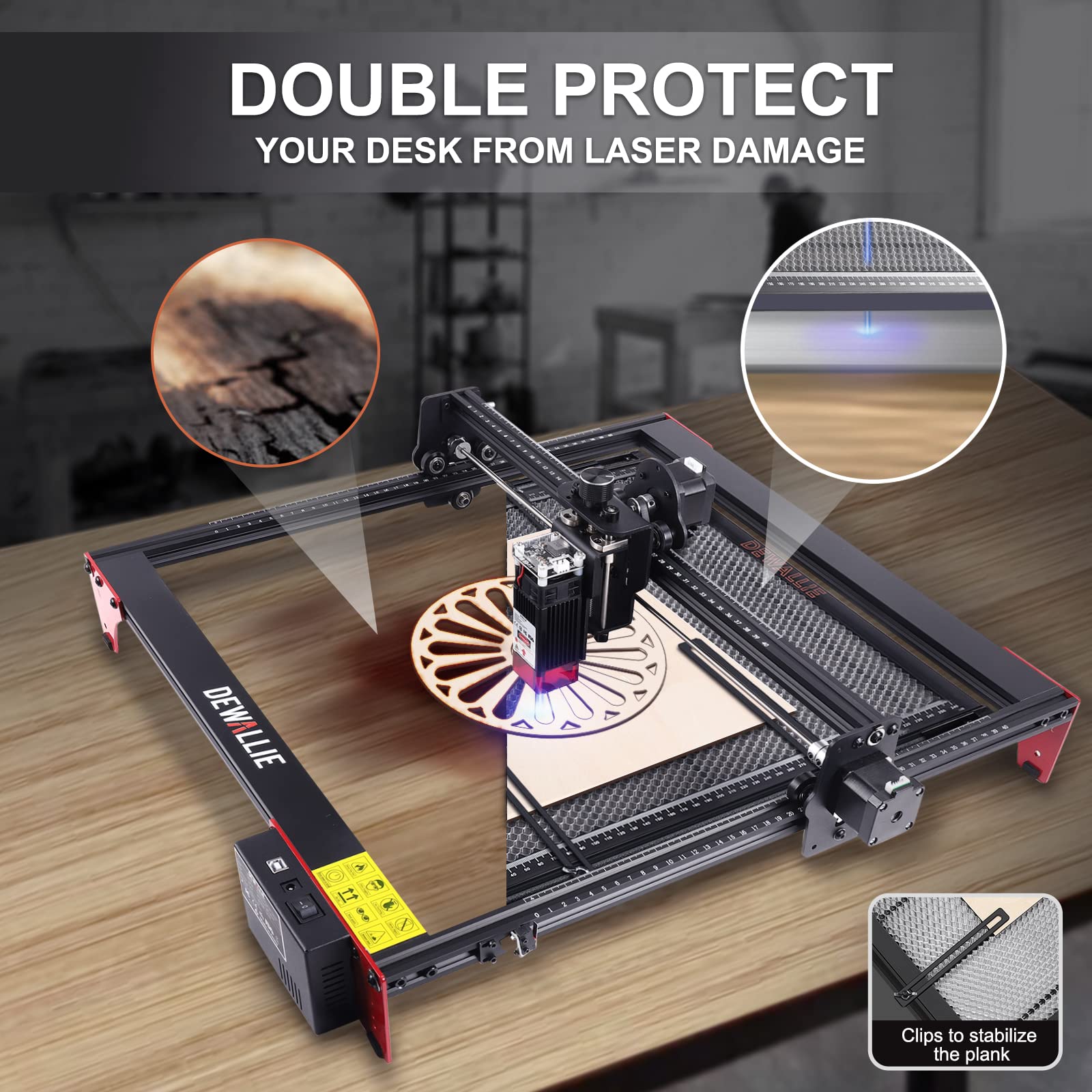 DEWALLIE Honeycomb Laser Bed, 18.5x17.32x0.87'' Honeycomb Working Table for Xtool D1 and D1 Pro Laser Engraver and Cutter, Fixture Design & Table-Protecting, Black