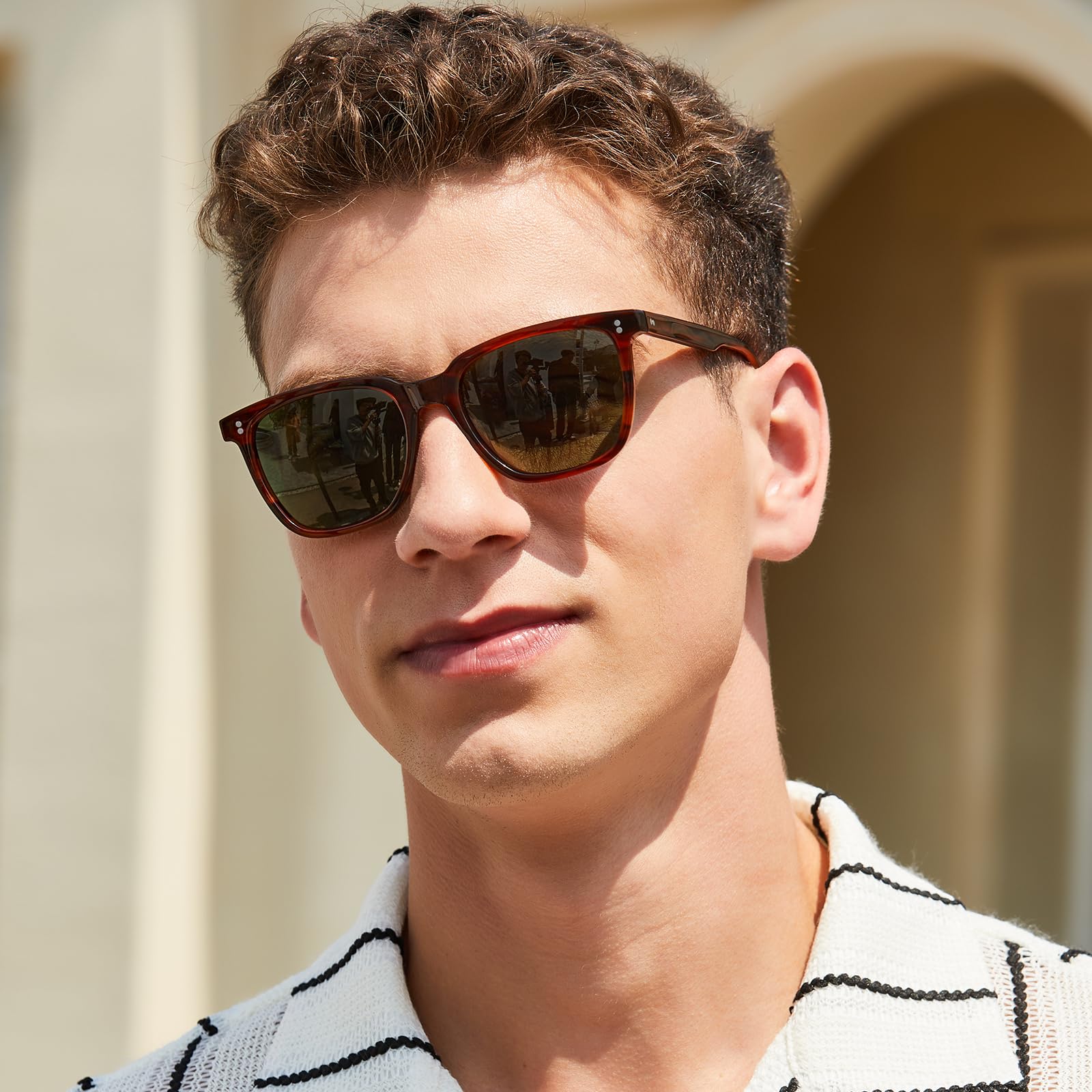 CARFIA Retro Acetate Polarized Sunglasses for Men UV400 Protection Driving Outdoor Anti-Glare Sun Glasses