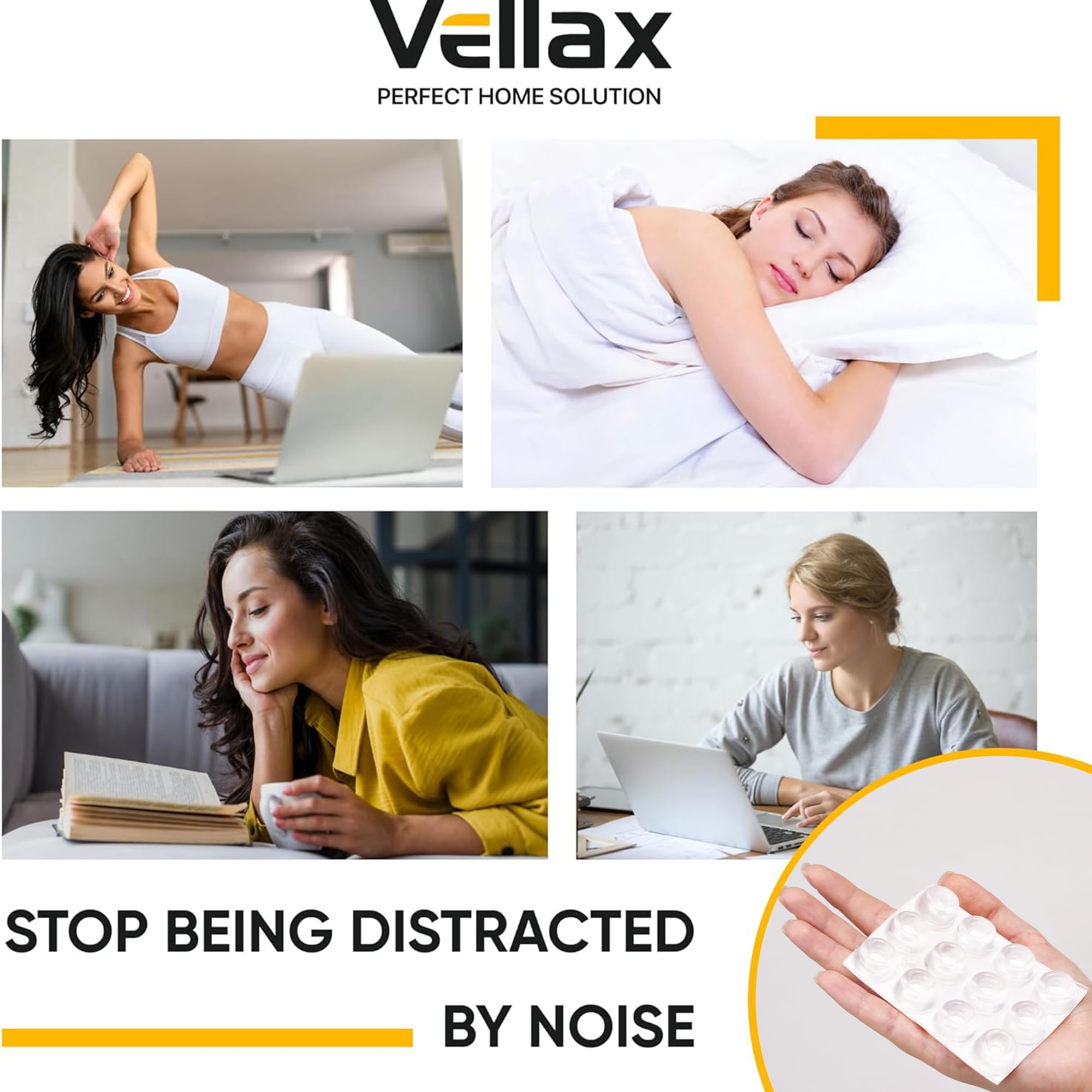 74 Clear Silicone Bumpers & Wall Protectors – 5‑Shape Self‑Adhesive Pads for Cabinets, Doors, Drawers & Furniture – Noise Dampening & Surface Protection by Vellax