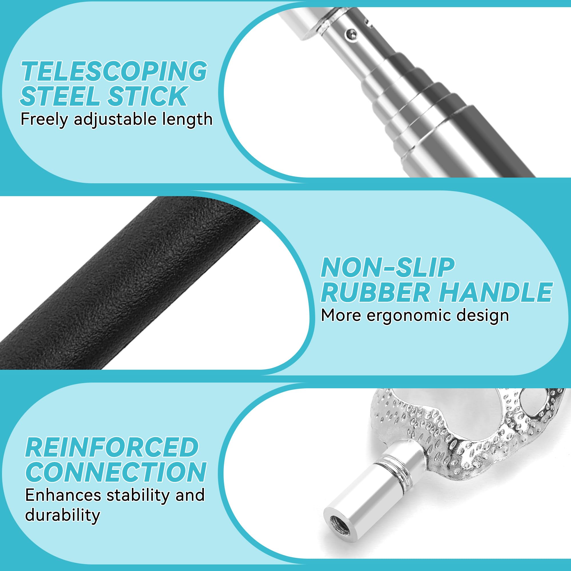 Telescoping Back Scratcher with 3Pcs Detachable Head, Stocking Stuffers Christmas Gifts for Men Women Dad Who Have Everything, White Elephant Gifts for Adults Huaband Friend Him Her