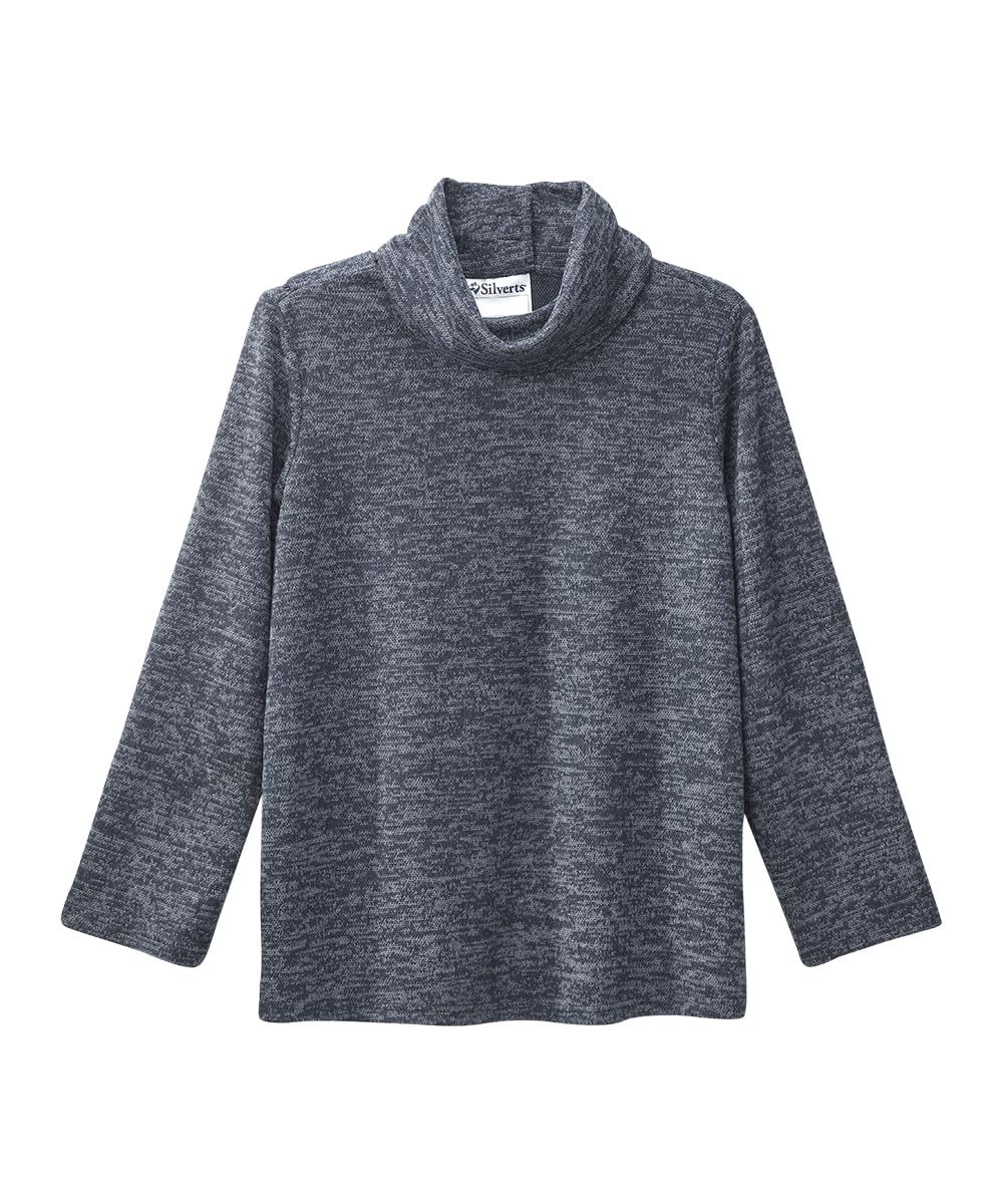 Silvert's Adaptive Clothing & Footwear Women's Open Back Cowl Neck Top - Blue Stone 3XL