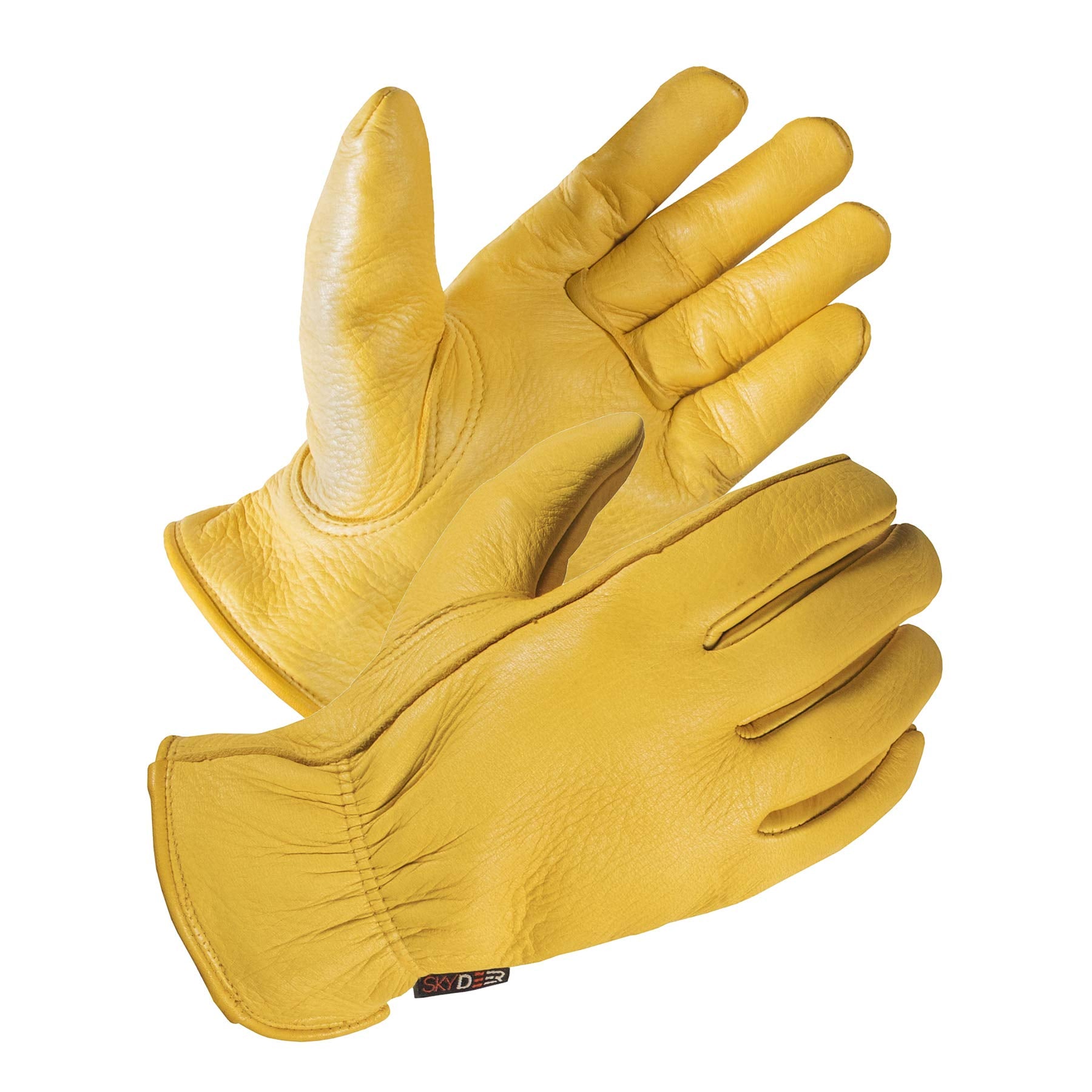 SKYDEER 100% Full Premium Genuine Grain Deerskin Leather Hi-Performance Utility Driver Work Gloves (SD2210/L, Unlined)
