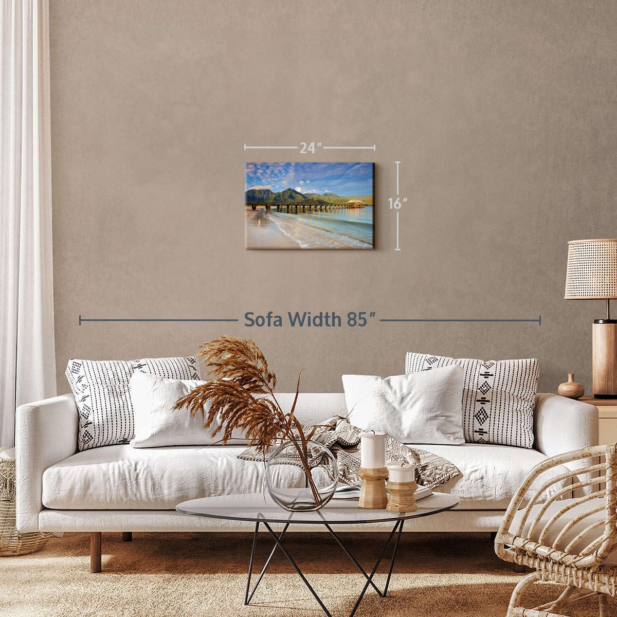 ElephantStock Hanalei Bay Dock Canvas - 1 Panel Decor - Beach Pictures, Tropical Elegant Wall Art - Tropical Beach Photography Wall Art - 24" X 16"
