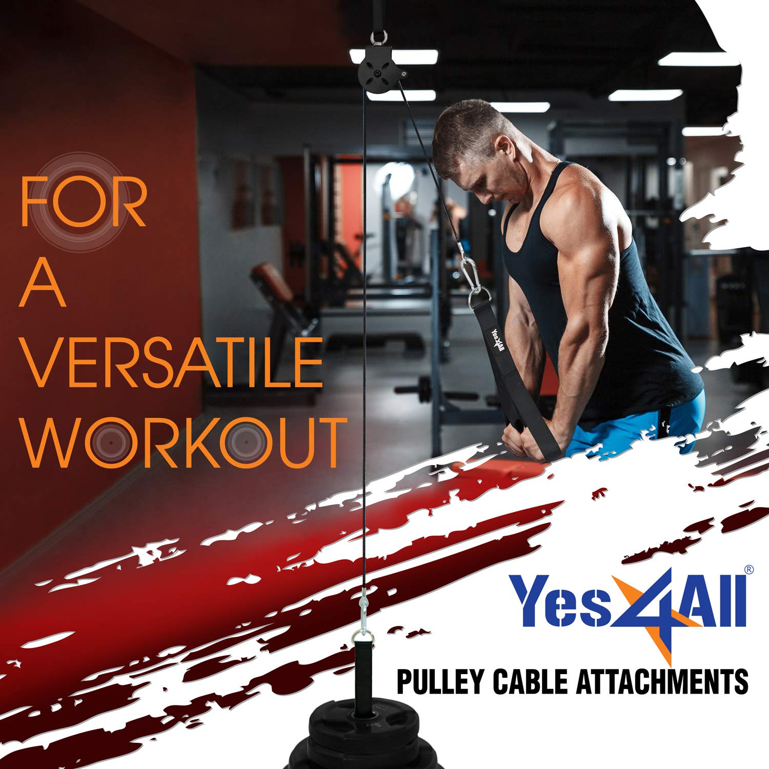 Yes4All Cable Pulley Attachment Single Set – 2-inch Olympic Bars Compatible LAT Pulldown Pulley & Home Gym Pulley, A. Black - Single