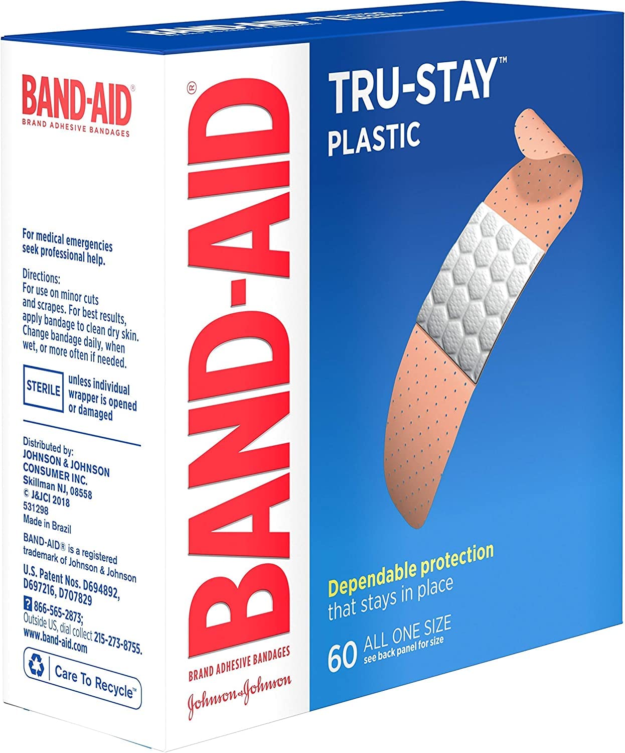BAND-AID Plastic Strips All One Size 60 Each (Pack of 6)