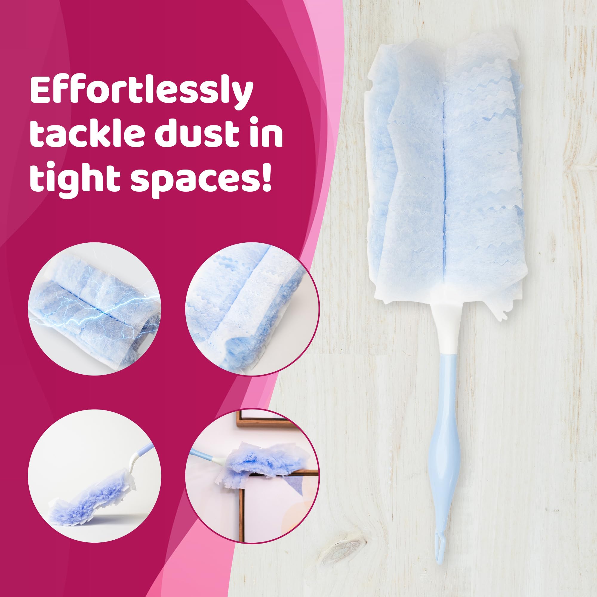 Set of 25 Dusters Refills and 1 Handle. Quality 180 Multi-Surface Duster Refill - Bulk Disposable Replacement Head - for Cleaning Furniture, Electronics, Fans, Office, Car