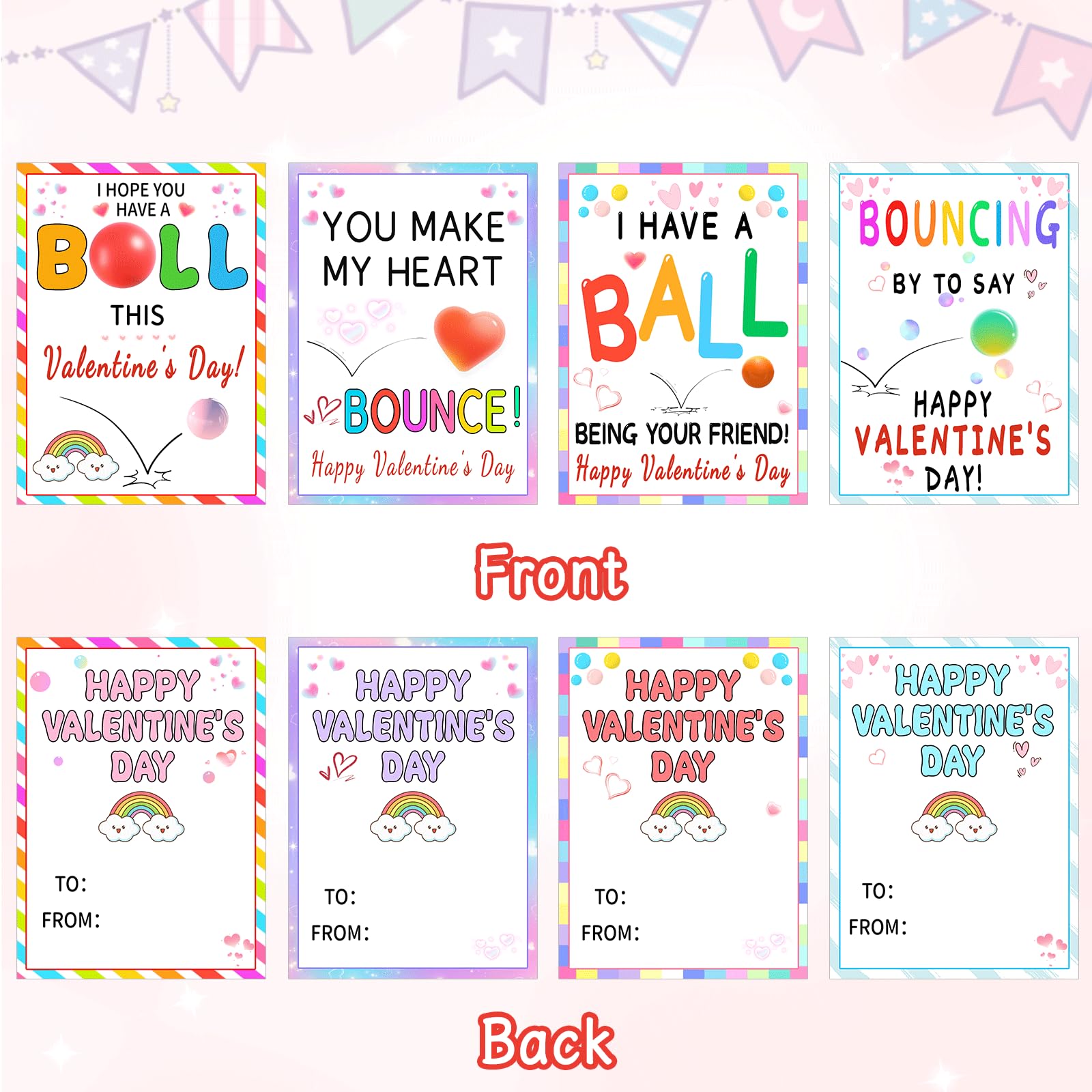 Valentines Gifts for Kids - Valentines Day Cards for Kids School, 24 Pack Bouncy Balls, Mini Fidget Toys Bulk, Valentine Exchange Party Favors Goodie Bags Stuffers for Class Classroom Prize Boys Teen