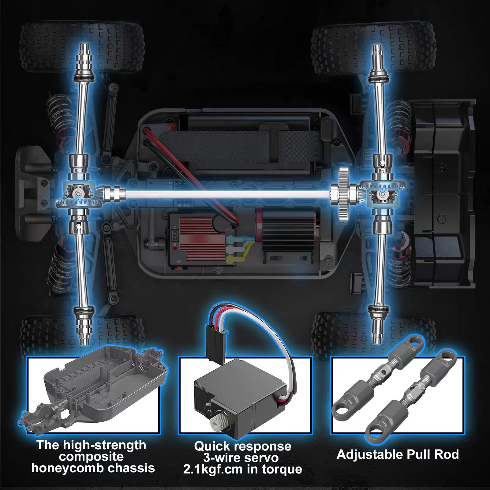 HYPER GO H16PL 1/16 RTR Brushless RC Buggy, Fast RC Cars for Adults, Max 38 mph RC Truck, 4WD High Speed Racing RC Car with 2S 2000 mAh Battery for RC Basher