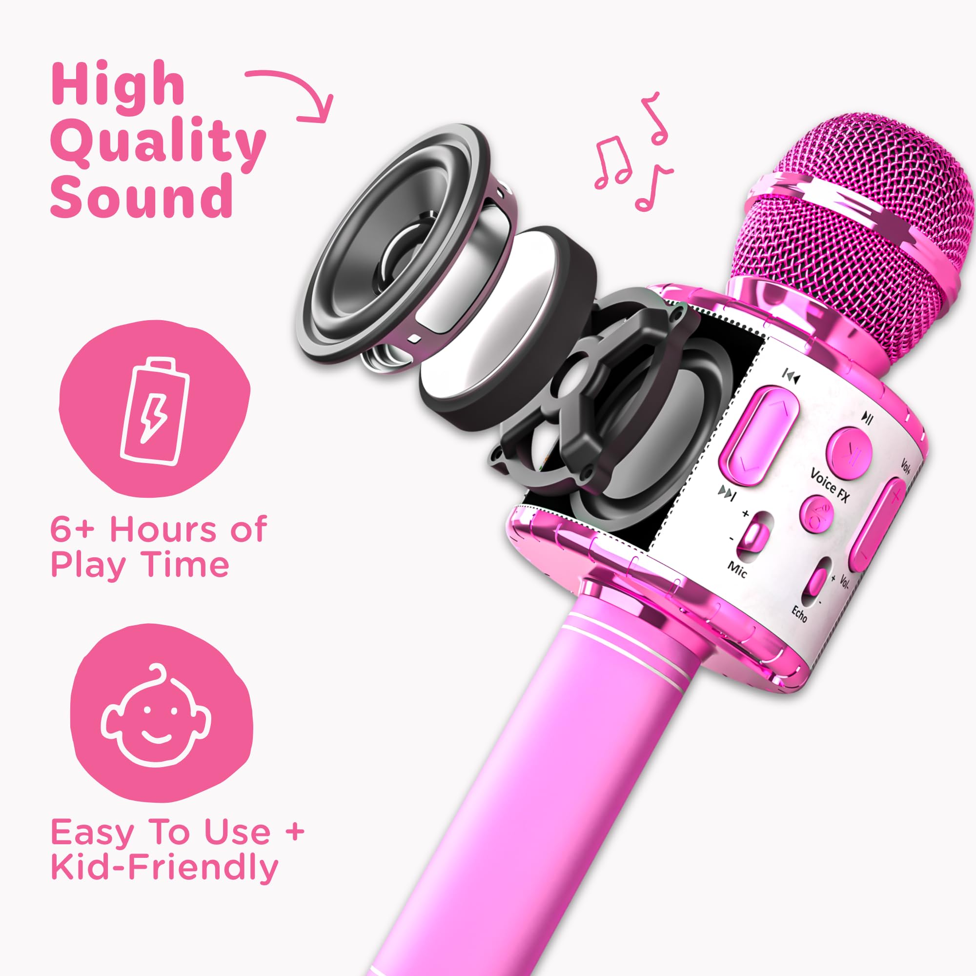 Move2Play, Kids Karaoke Microphone | Includes Bluetooth & Pre-Loaded Songs | Christmas & Birthday Gift | Toy for All Ages - 2, 3, 4, 5, 6+ Year Old Girls, Boys & Toddlers