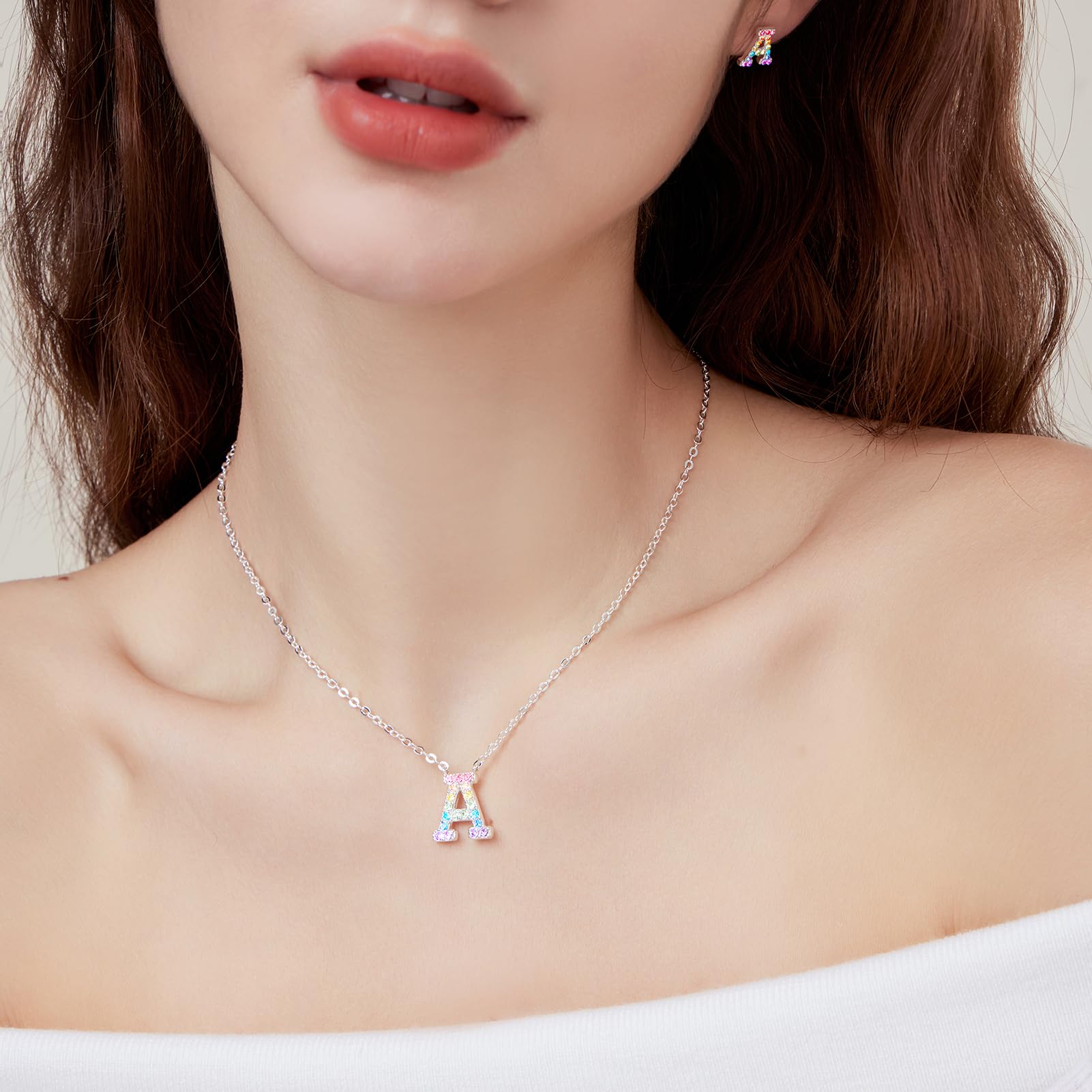Dixbix Women Girls Initial Letter Necklaces,Initial A Birthstone Necklace Jewelry Gifts for Women (A)