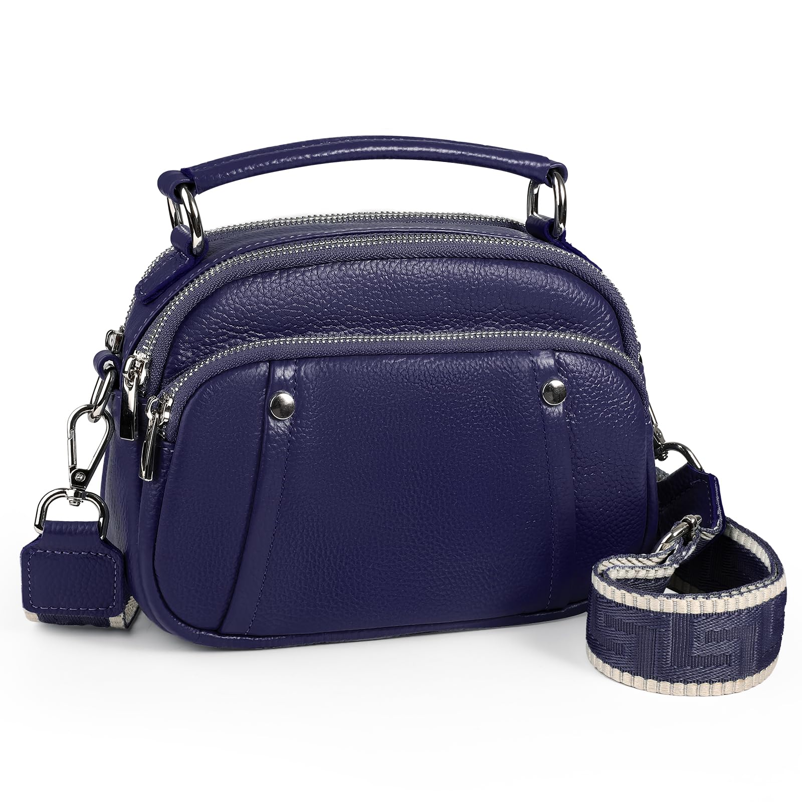 befen Real Leather Small Crossbody Purse for Women Shoulder Cross Body Satchel Bags Handbags with Leather Top Handle Navy Blue