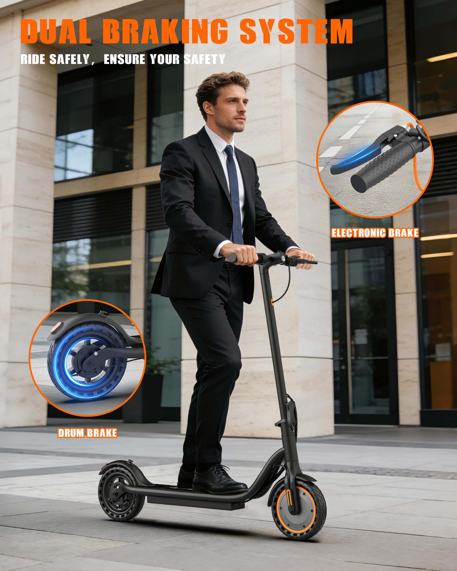 Maxshot Electric Scooter, 350W/500W Powerful Motor, 19-22 MPH Max Speed, 15-28 Miles Range, Foldable escooter with Dual Braking Systems, Smart APP