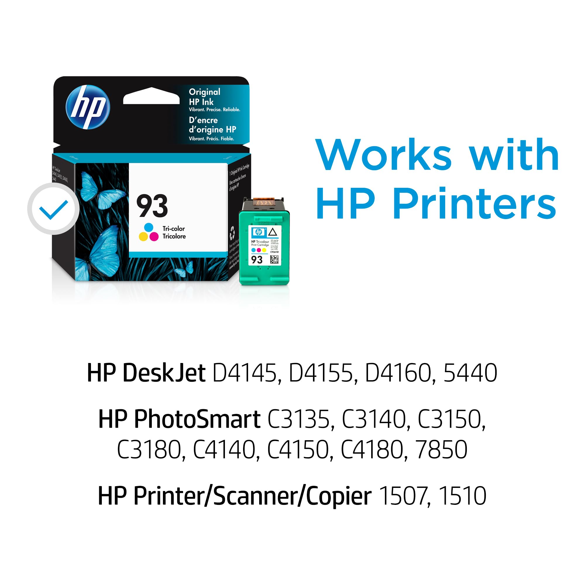 HP 93 Tri-color Ink Cartridge | Works with HP DeskJet D4100, 5440; HP PhotoSmart C3100, C4100, 7850; HP PSC 1500 Series | C9361WN, 1 Pack