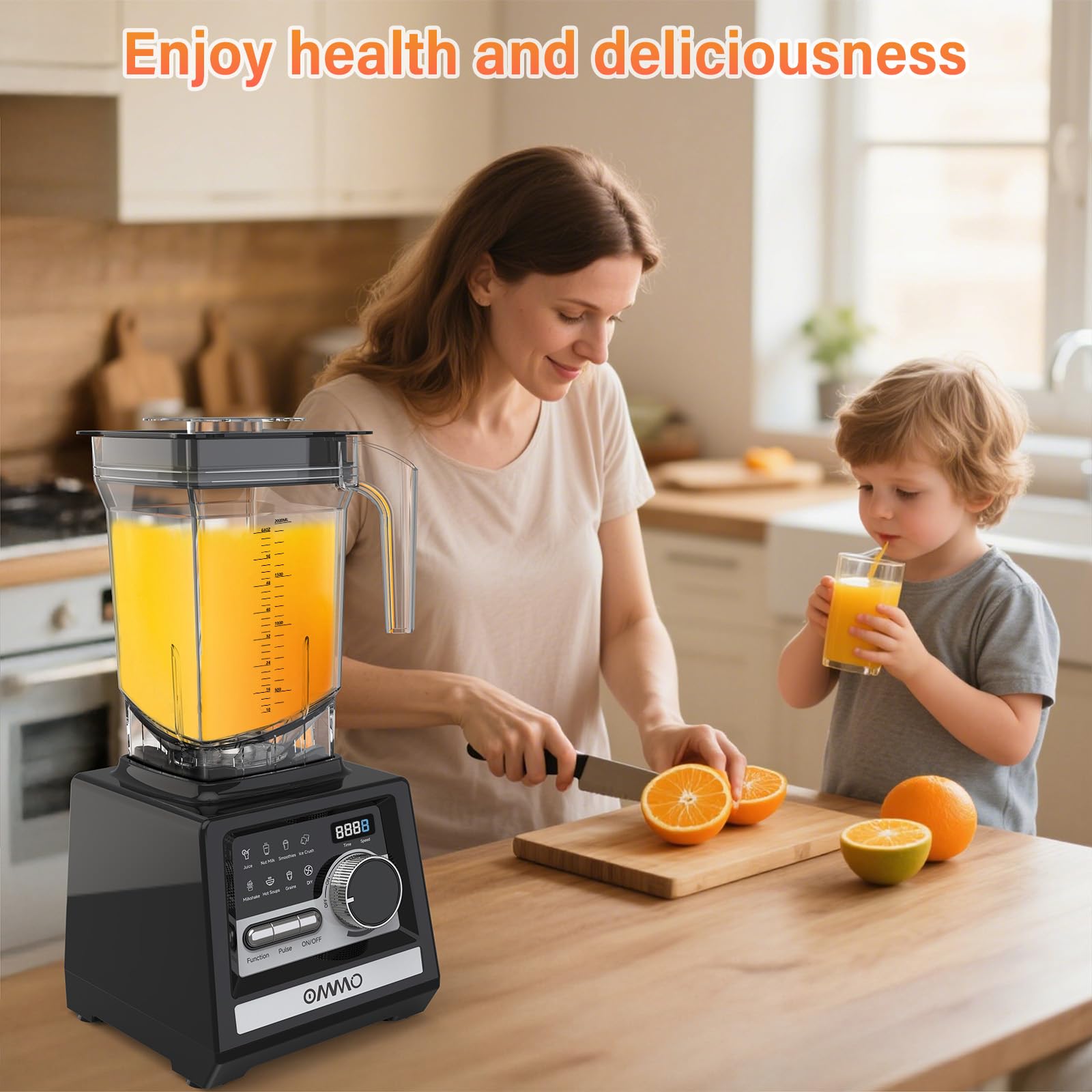 OMMO Blender, Peak1800W Blender for Smoothies, 68oz BPA-Free Smoothie Blenders for Kitchen with 9 Speed Control&Built-in Timer, Dishwasher Safe for Ice Crush, Smoothies, Frozen Drinks and Fruits