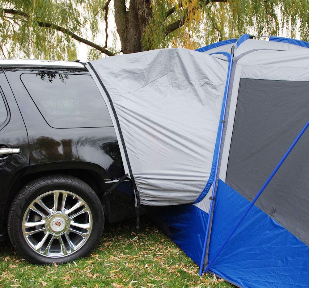 Napier Sportz SUV Tent with Screen Room | 10'x10' Vehicle Camping Tent with 7'x6' Screen Room and Awning | Fits All CUVs, SUVs, Minivans | Sleeps 6 Adults | Blue/Gray | Model 84000