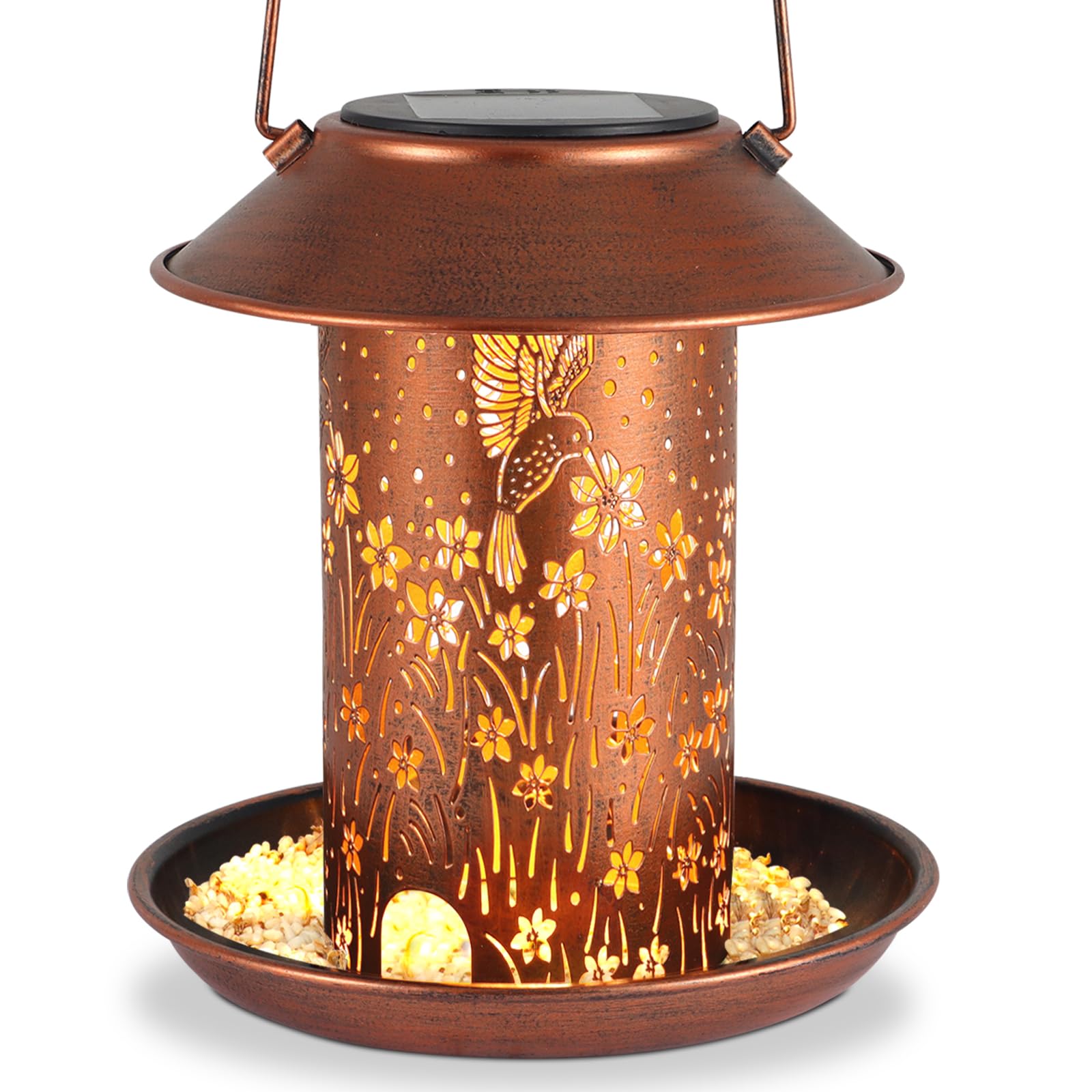 Bird Feeders for Outdoors Hummingbird Solar Lanterns Outdoor Waterproof Hanging Garden Decor Birthdays Gifts for Women Mom Christmas Metal Solar Decoration Outside for Yard, Patio, Lawn, Pathway