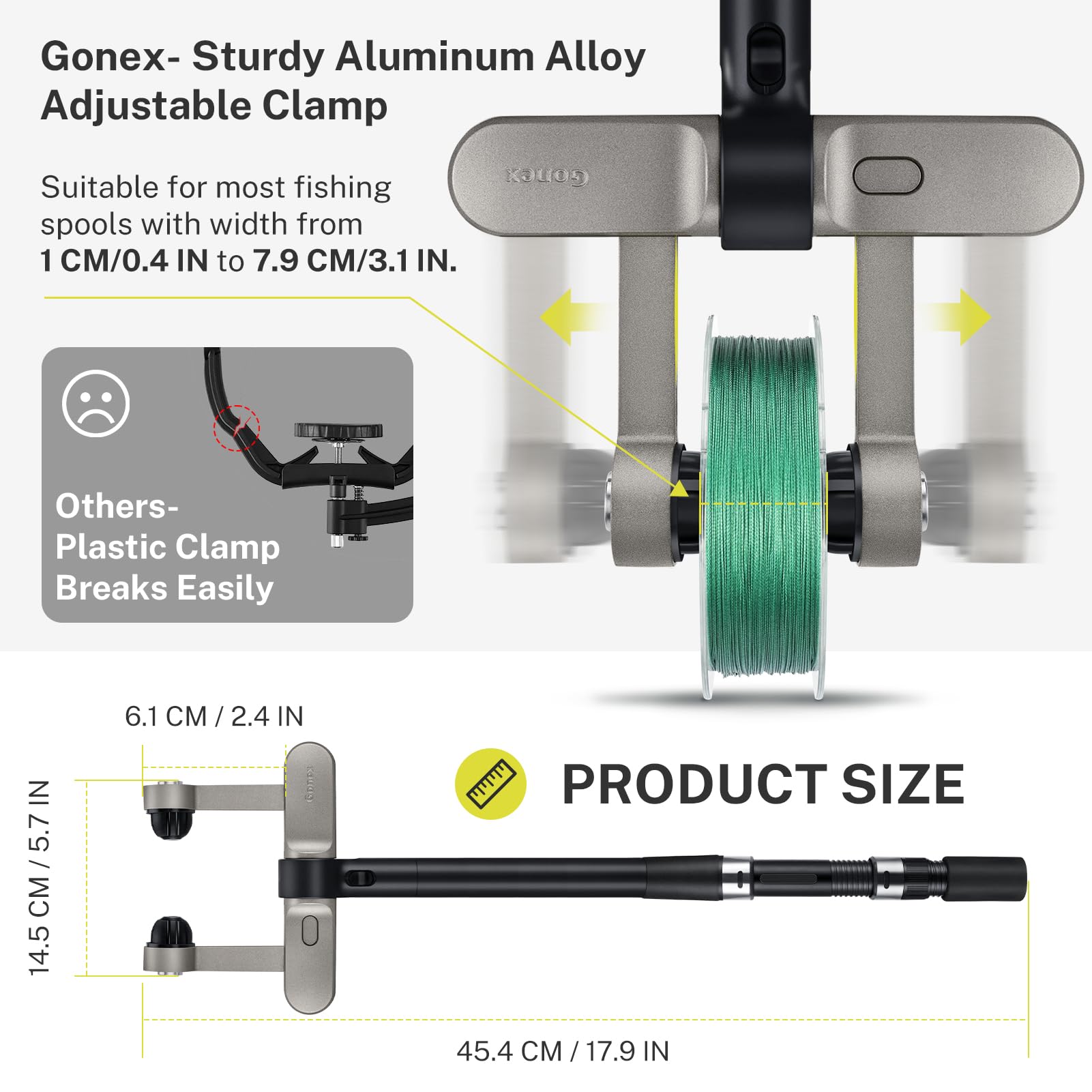 Gonex Fishing Line Spooler with Unwinding, No Line Twist, Adjustable Line Winder for Spinning, Cast, Spincast Reels, Spool Spooling Station System, Function Installation-Free