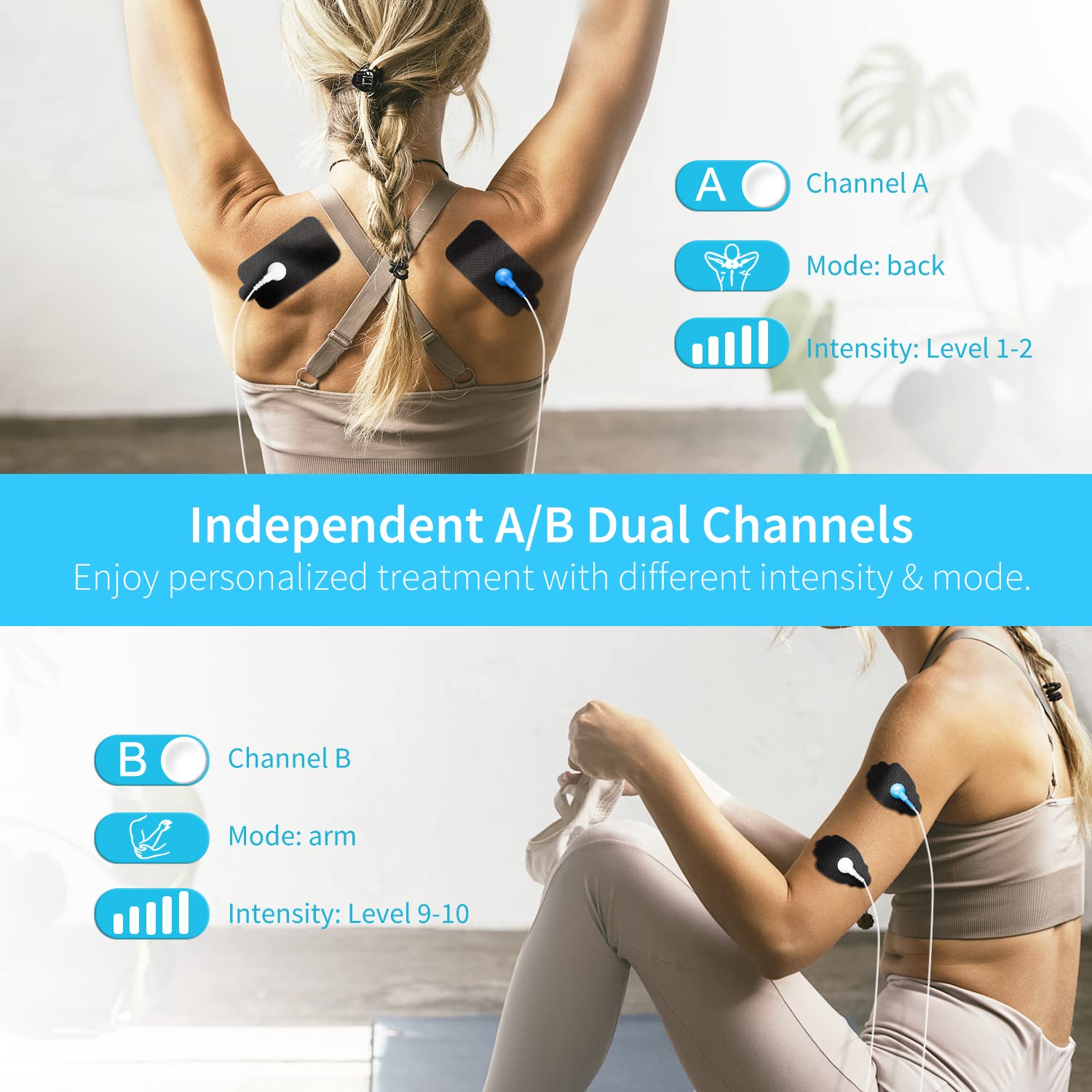 Maytoyo TENS EMS Unit 28 Mode 40 Intensity Muscle Stimulator for Pain Relief Therapy, Dual Channel Rechargeable TENS Machine