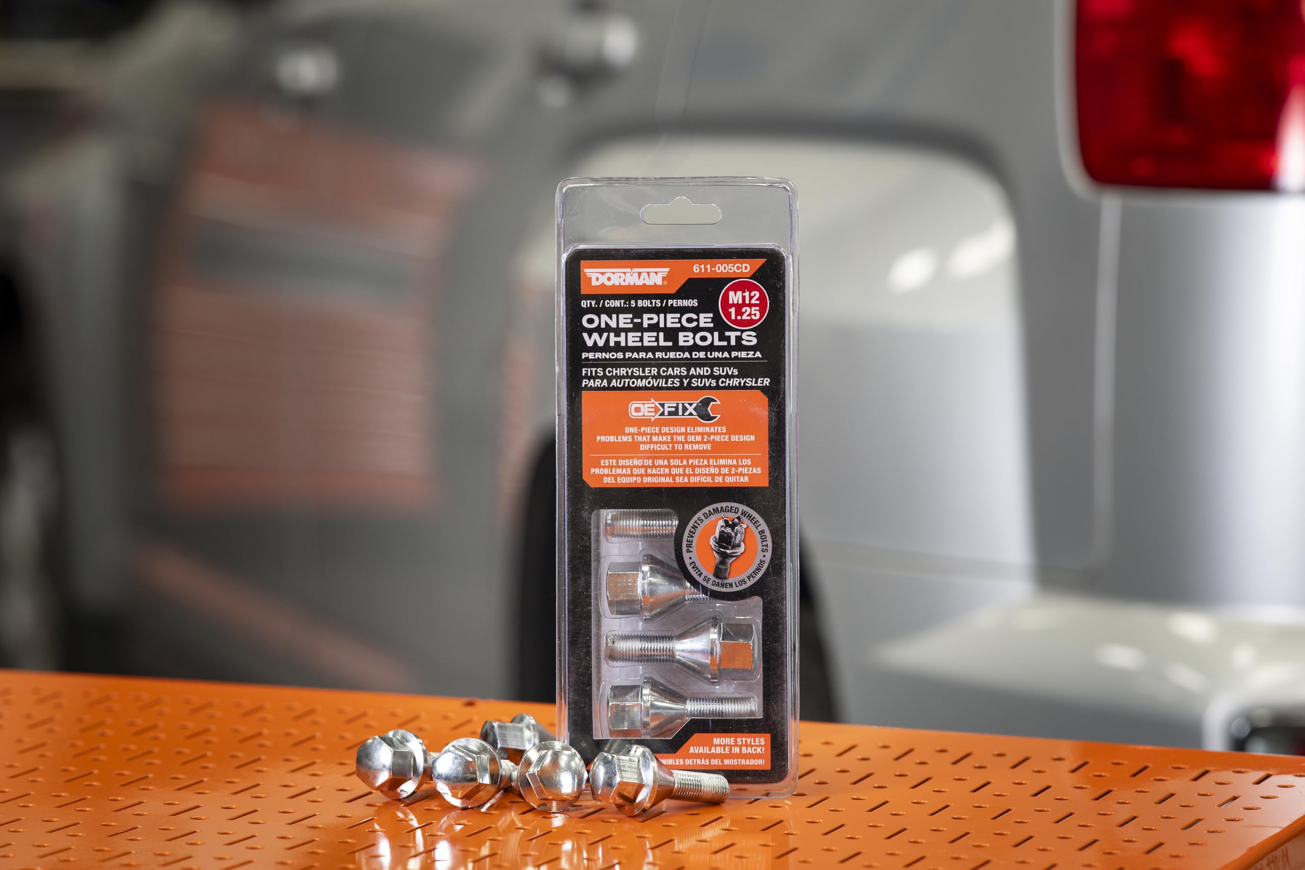 Dorman 611-005 M12-1.25 Wheel Bolt - 19mm Hex, 23mm Thread Length Compatible with Select Chrysler/Dodge/Jeep Models, 5 Pack (OE FIX)