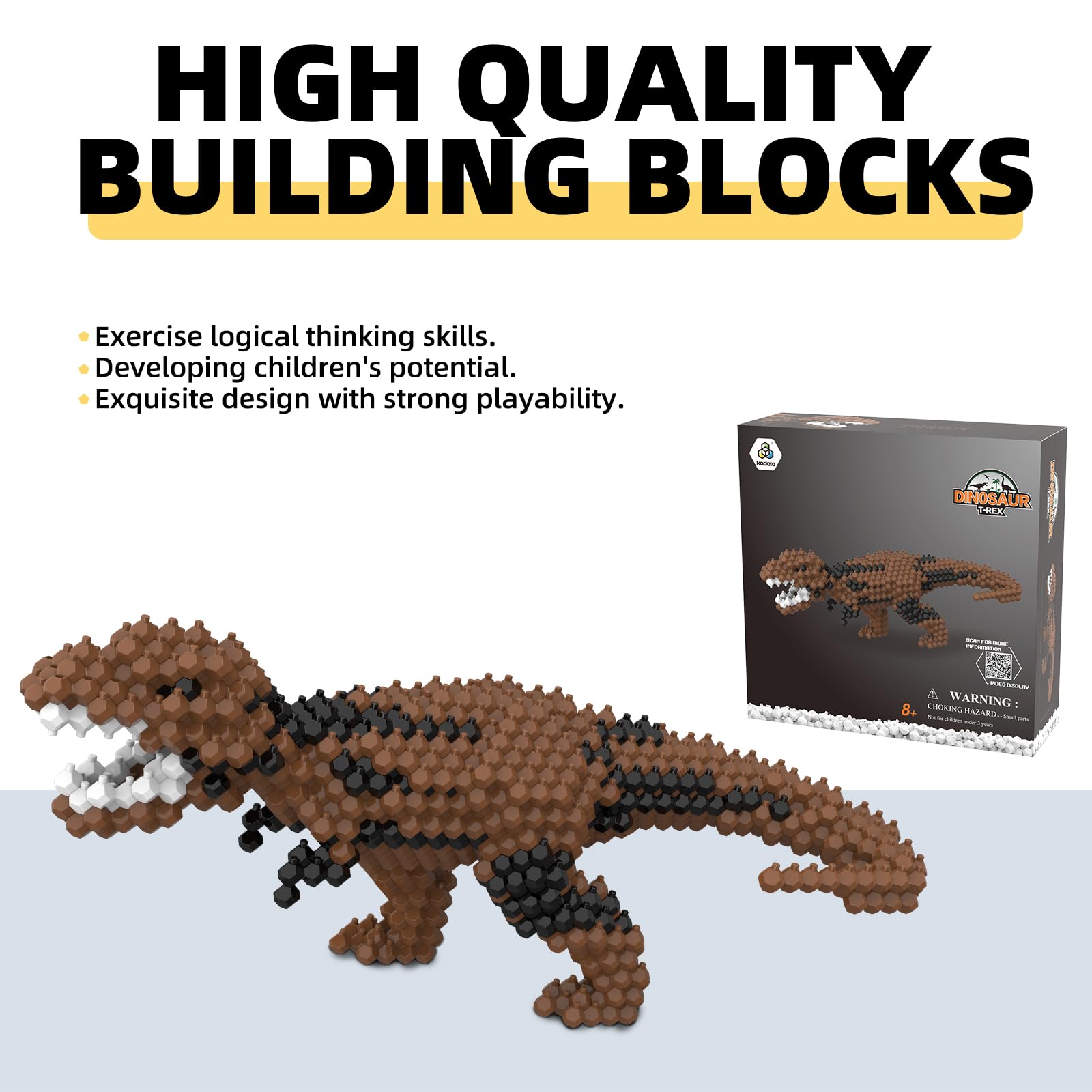 KADELE Fun Dinosaur Building Set 326 PCS, Tyrannosaurus rex Creative Educational Toys Boys Girls 8+, Animal Figures Building Kit Model Jurassic Dino Blocks Toy Dispaly Present for Kids Adults