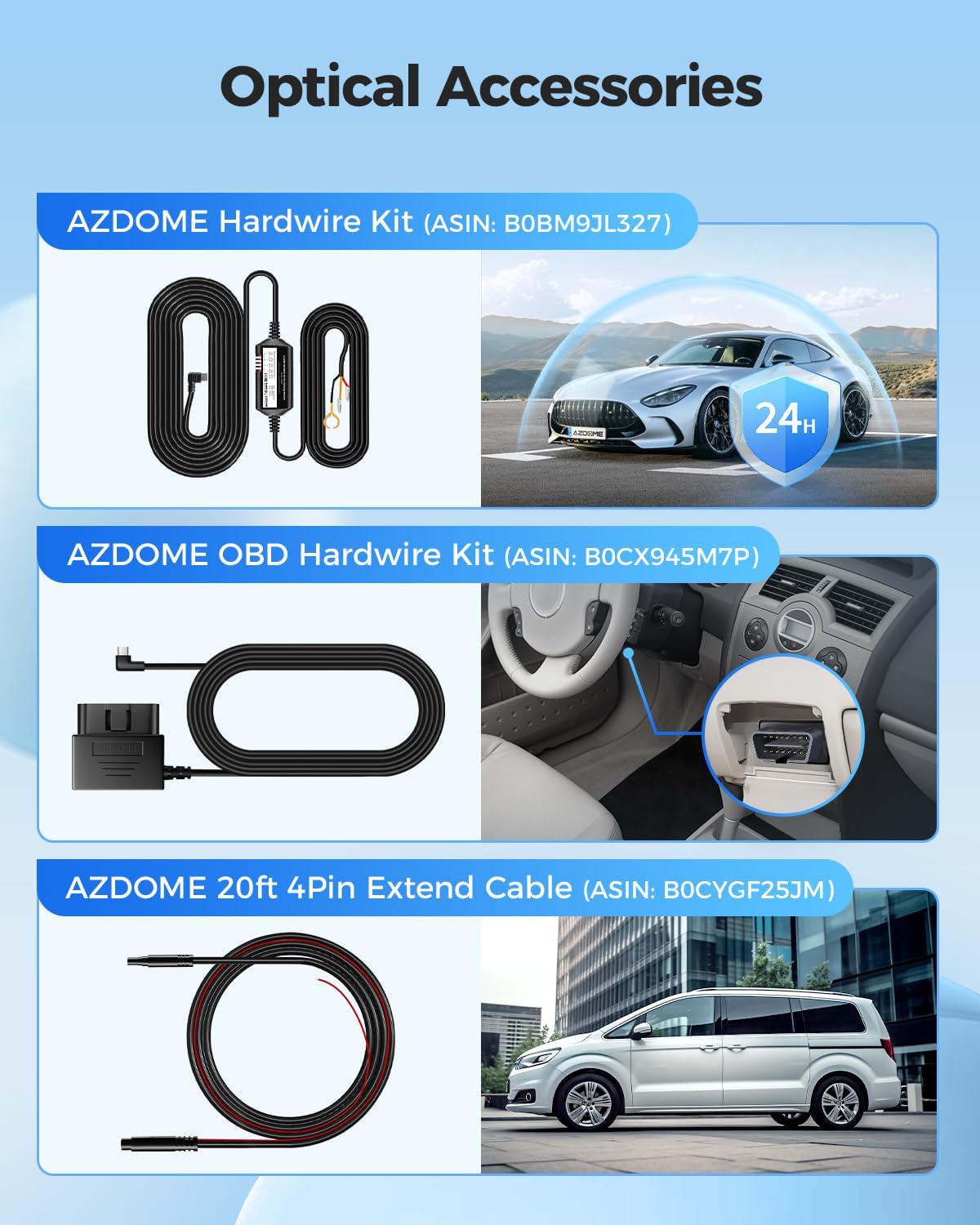 AZDOME 4K Dash Cam Front and Rear, 2160P Car Camera for Car, 64GB Card Included, WiFi Dash Cam with GPS and Speed, 2.4" Screen Dashcam with WDR Night Vision Motion Detection 24H Parking Mode GS63H Pro
