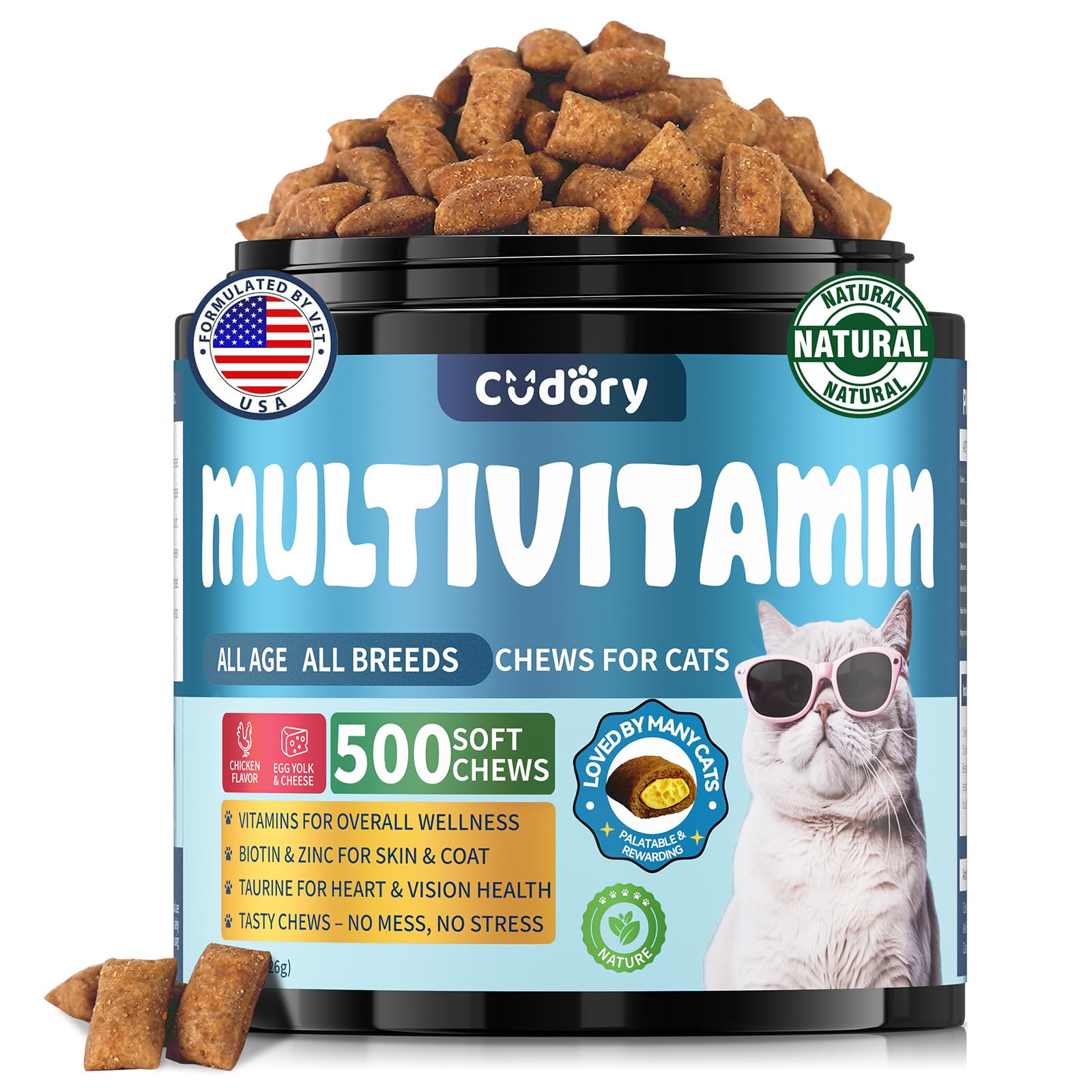 Cat Multivitamin, Crunchy & Creamy Cheese Chew Natural Antibiotics for Cats, Cat Antibiotics Nutritional