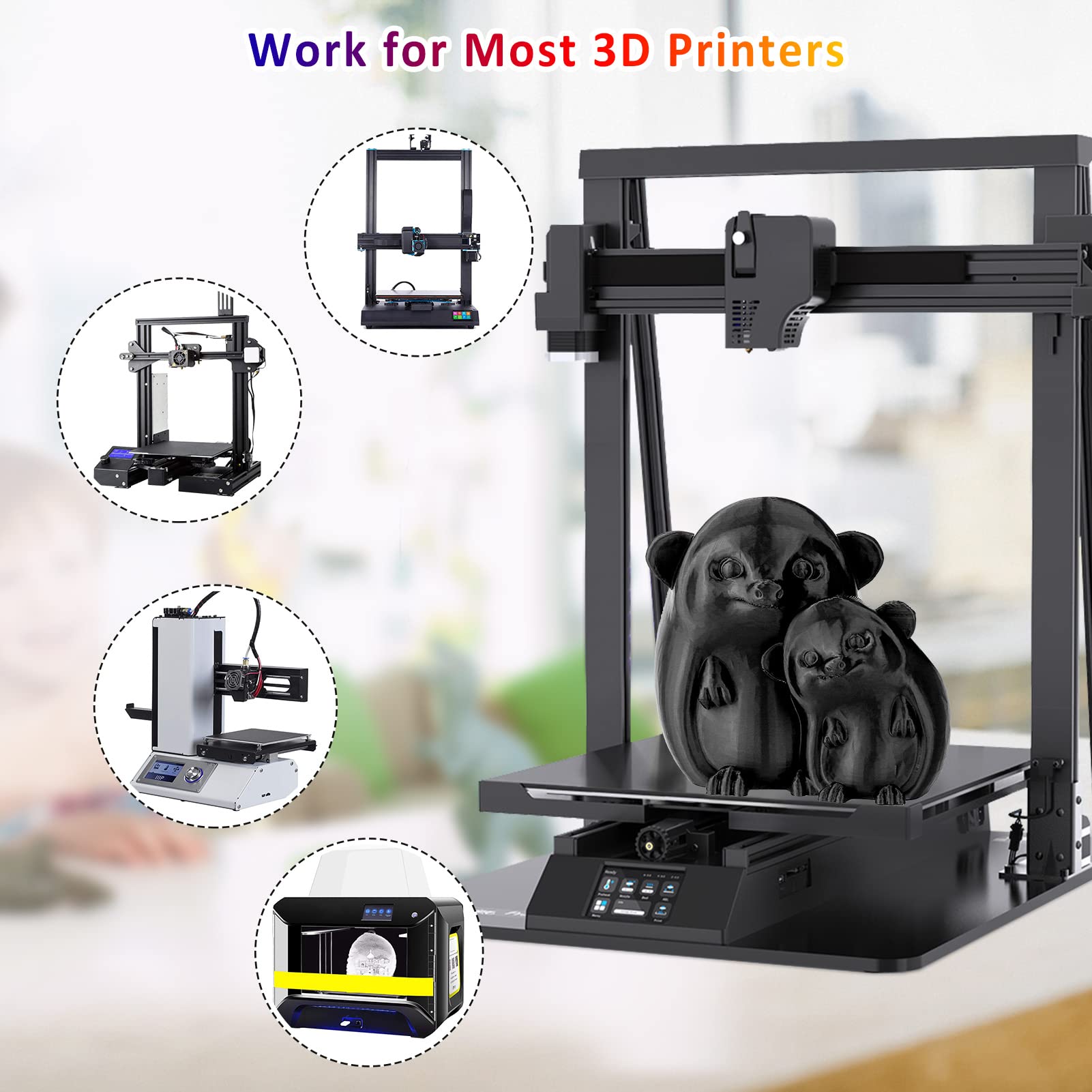 3Dgenius 1.75mm PLA Filament - 1kg/2.2lbs Spool, Black, +/- 0.03mm Accuracy, Fits Most FDM Printers