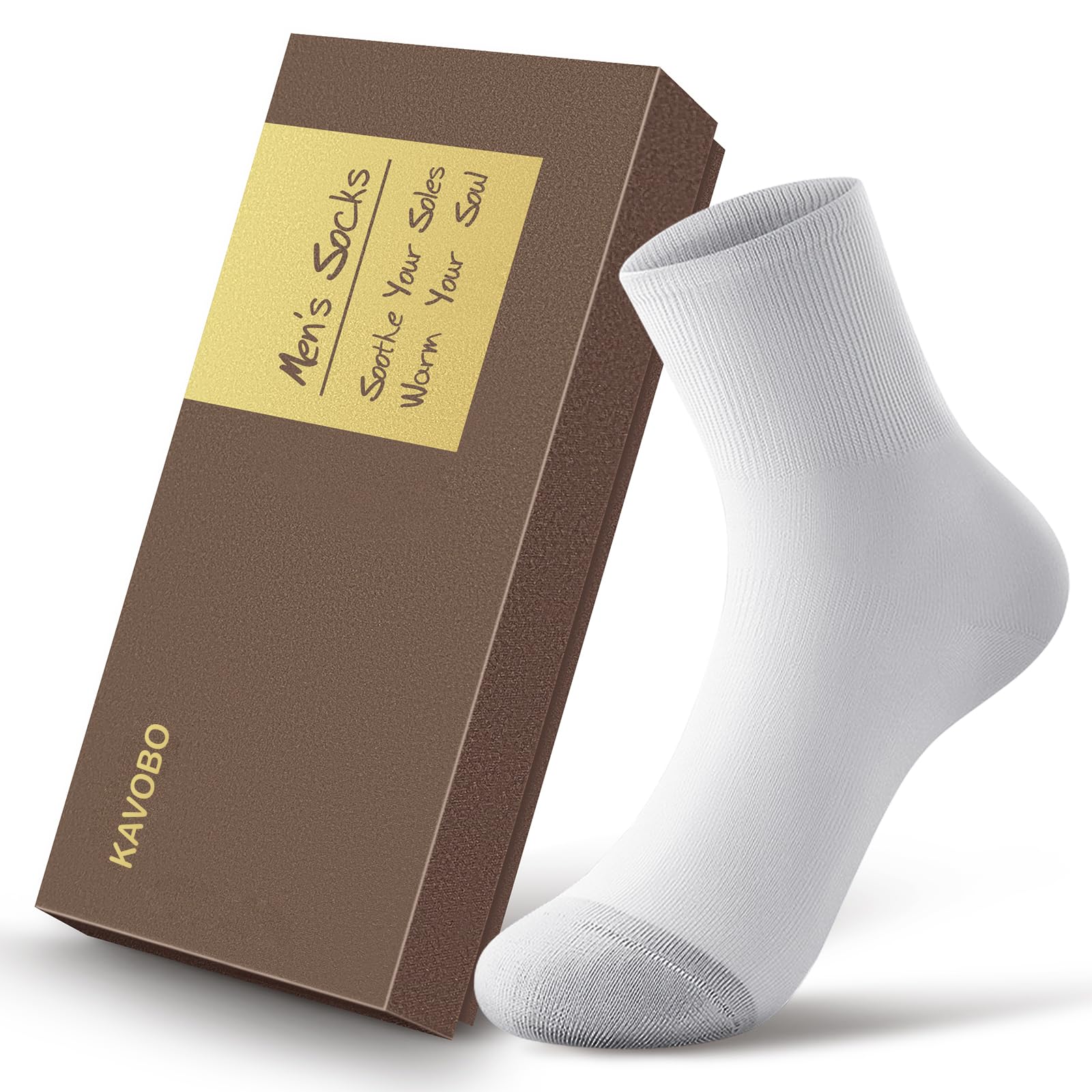 KAVOBO Men's Silver Ion Moisture Wicking Socks - Odor Control Defense Mid-Calf, Breathable Cotton Gift Pack