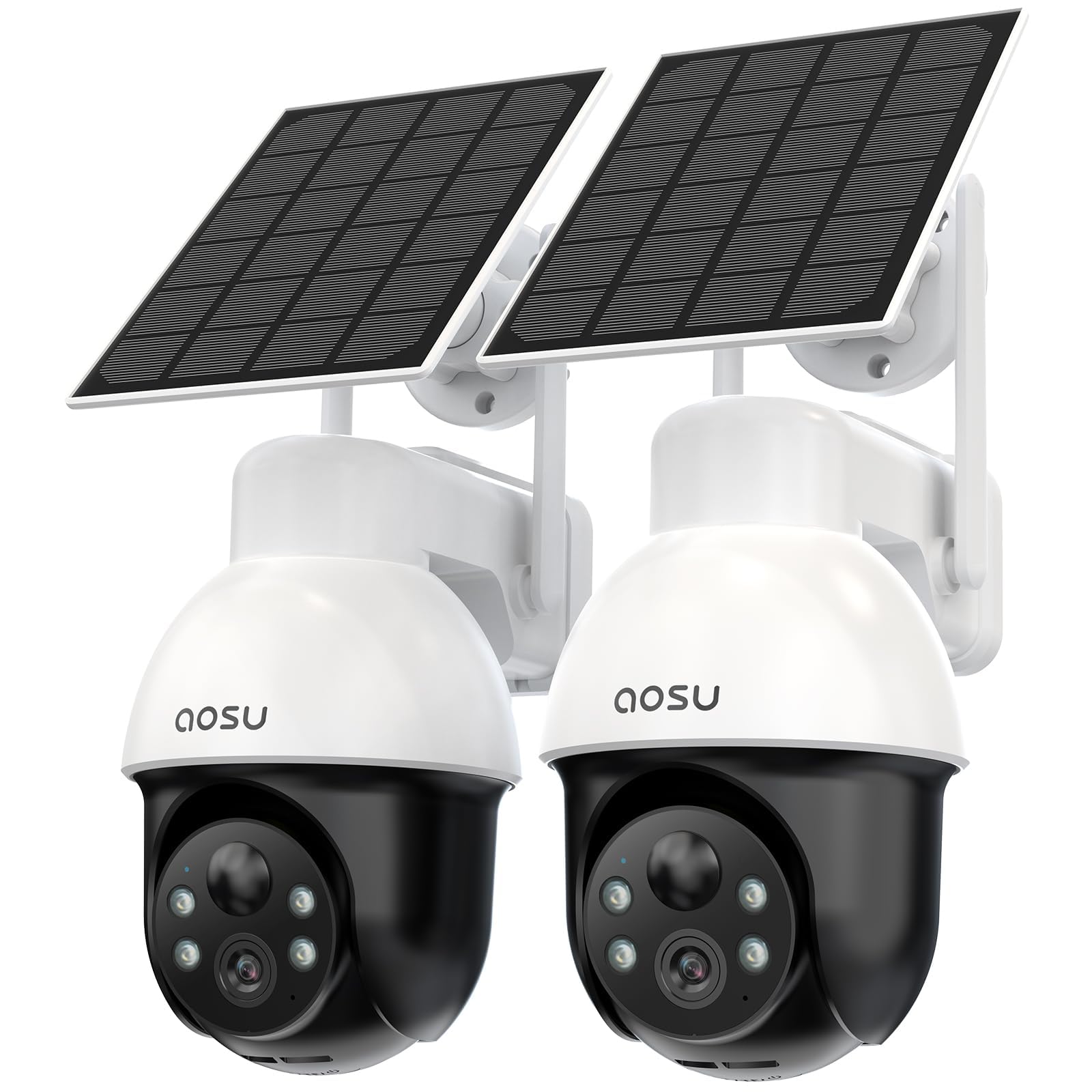 aosu 3K/5MP Solar Security Cameras System Wireless Outdoor, Battery Powered WiFi Camera for Home Security, Panoramic PTZ, Auto Tracking, Human/Vehicle Detection, Color Night Vision (2 Pack)