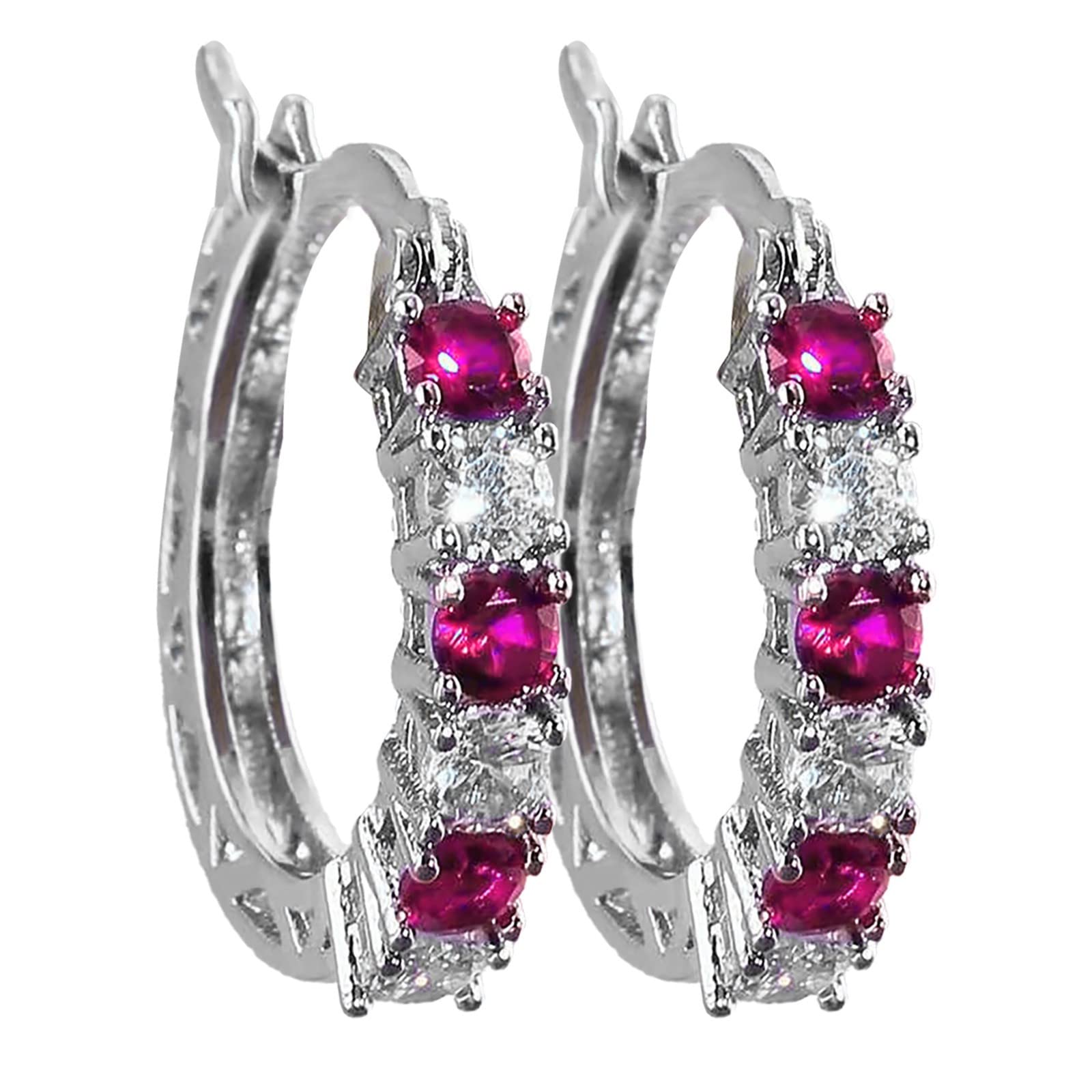 Sales Today Clearance 925 Sterling Silver Earrings For Women Valentines Day Gifts For Her Clearance+Sales Today Deals Prime Hoop Earrings Colorful Earrings Birthday Wedding For Her Him Father Mother
