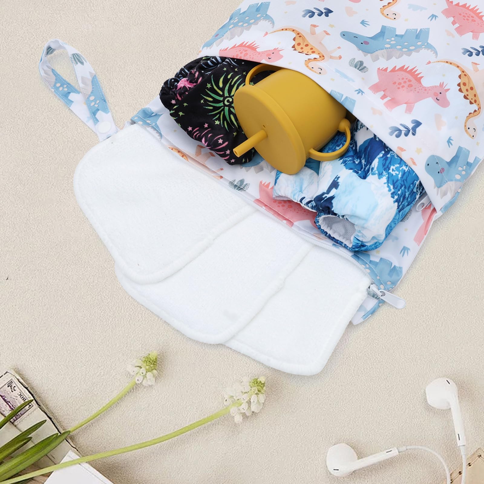 ALVA ALVABABY 2pcs Cloth Diaper Wet Dry Bags Waterproof Reusable with Two Zippered Pockets Travel Beach Pool Daycare Soiled Baby Items Yoga Gym Bag for Swimsuits or Wet Clothes 3L-ZM14