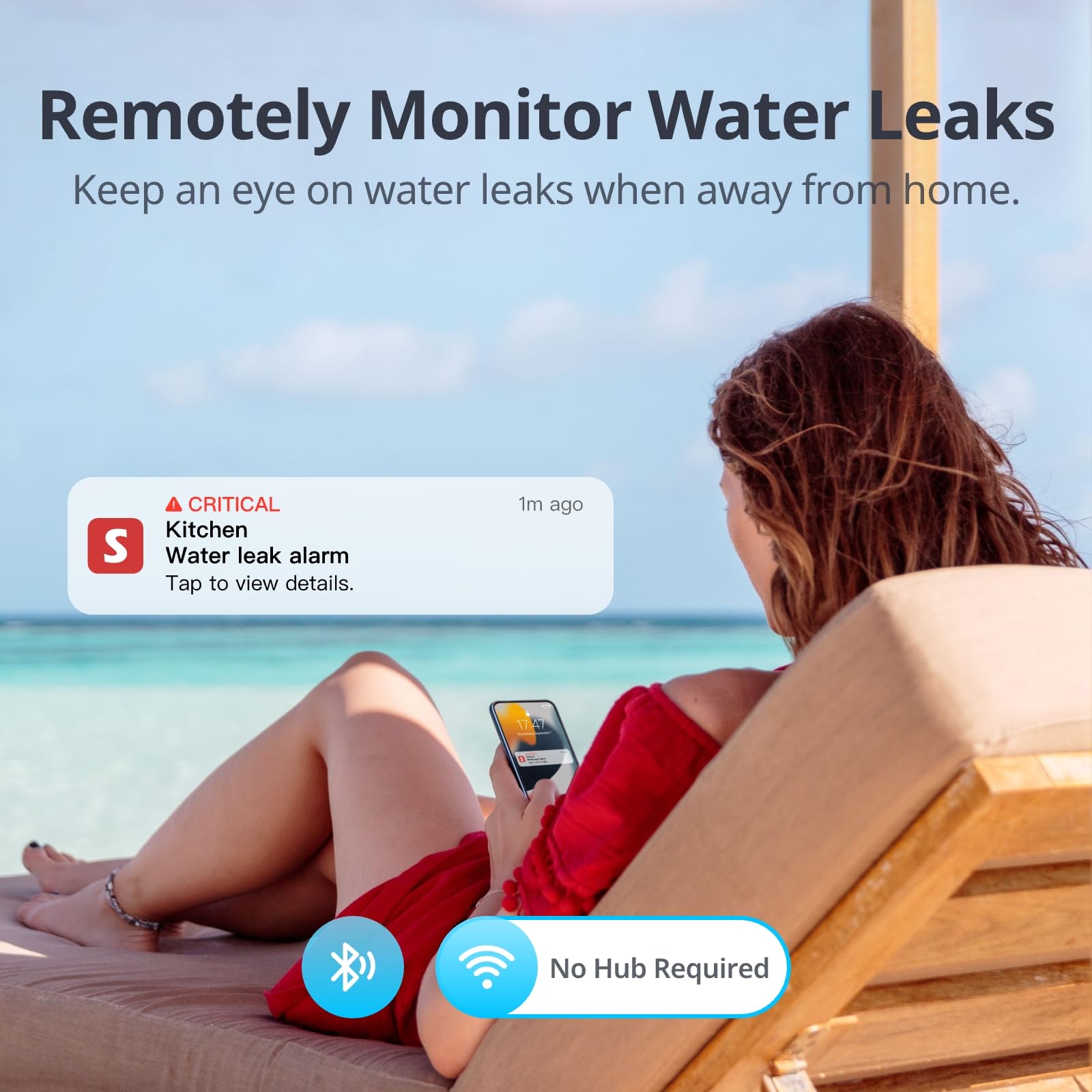 SwitchBot WiFi Water Sensor 3 Pack, Smart Water Leak Detector, 100dB Adjustable Alerts & App Alerts, IP67 Waterproof, Wireless Detector for Kitchen, Bathroom, Basement, No Hub Required (Support 2.4G)