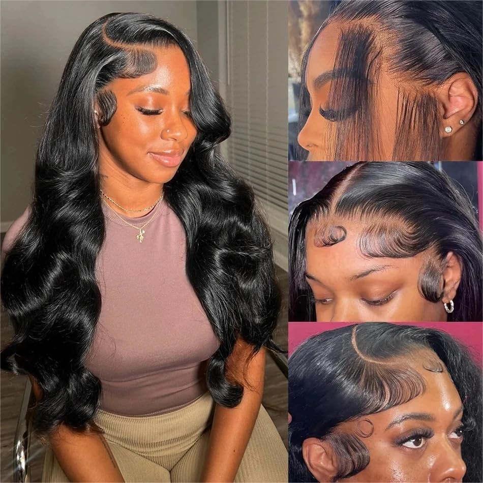 PIOGH Body Wave Lace Front Wigs Human Hair 180% Density Body Wave 13x6 HD Lace Frontal Wigs Human Hair Brazilian Virgin Human Hair Wigs for Women Glueless Pre Plucked with Baby Hair 20 Inch