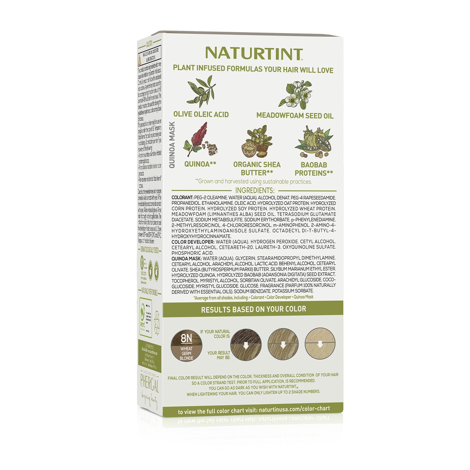 Naturtint Permanent Hair Color 8N Wheat Germ Blonde (Pack of 1), Ammonia Free, Vegan, Cruelty Free, up to 100% Gray Coverage, Long Lasting Results