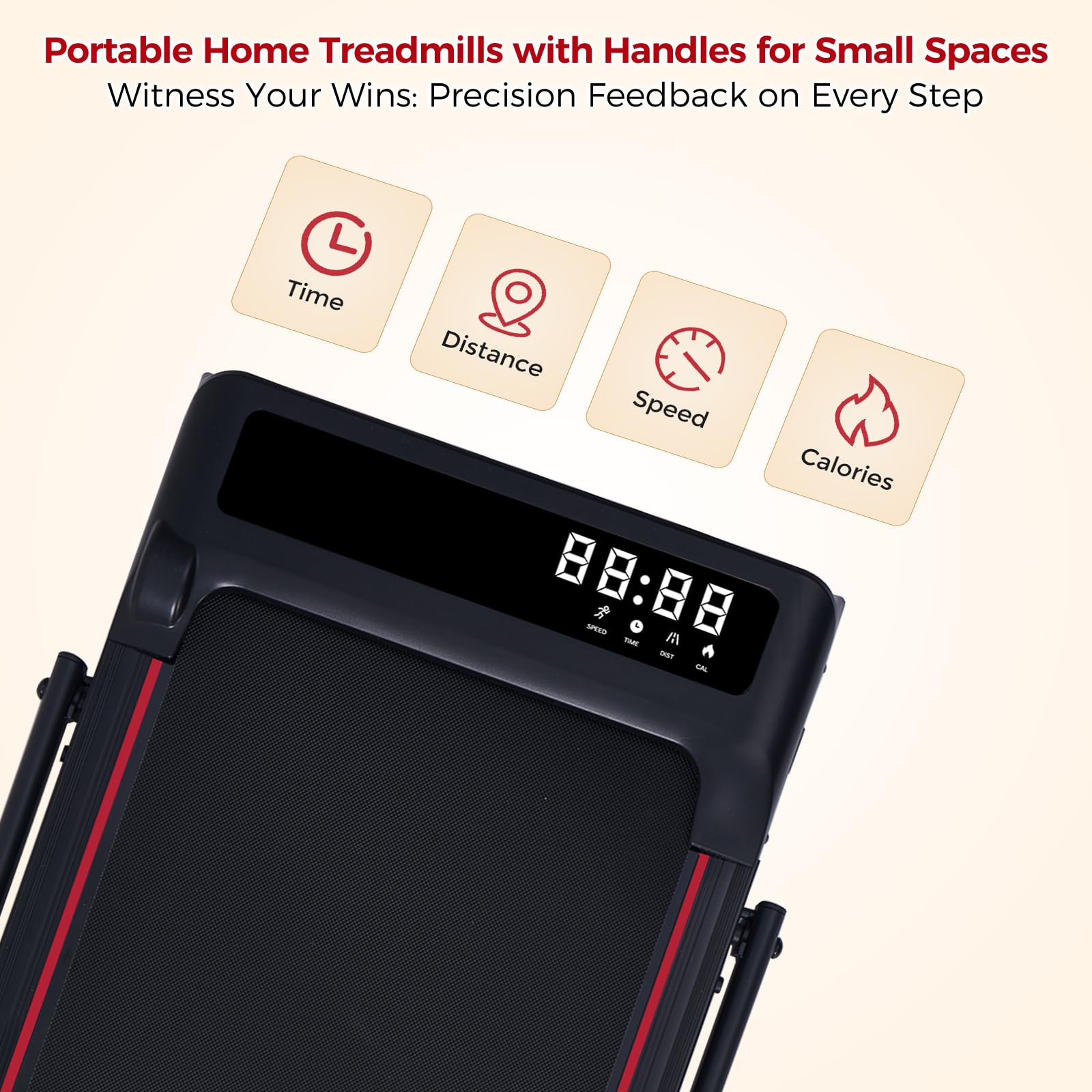 Treadmill with Handles for Home Small, 3.0HP Electric Compact Walking Pad Treadmills with Handle Bar, 0.6-6.2MPH Portable Under Desk Treadmill Home for Small Space, 320LBS