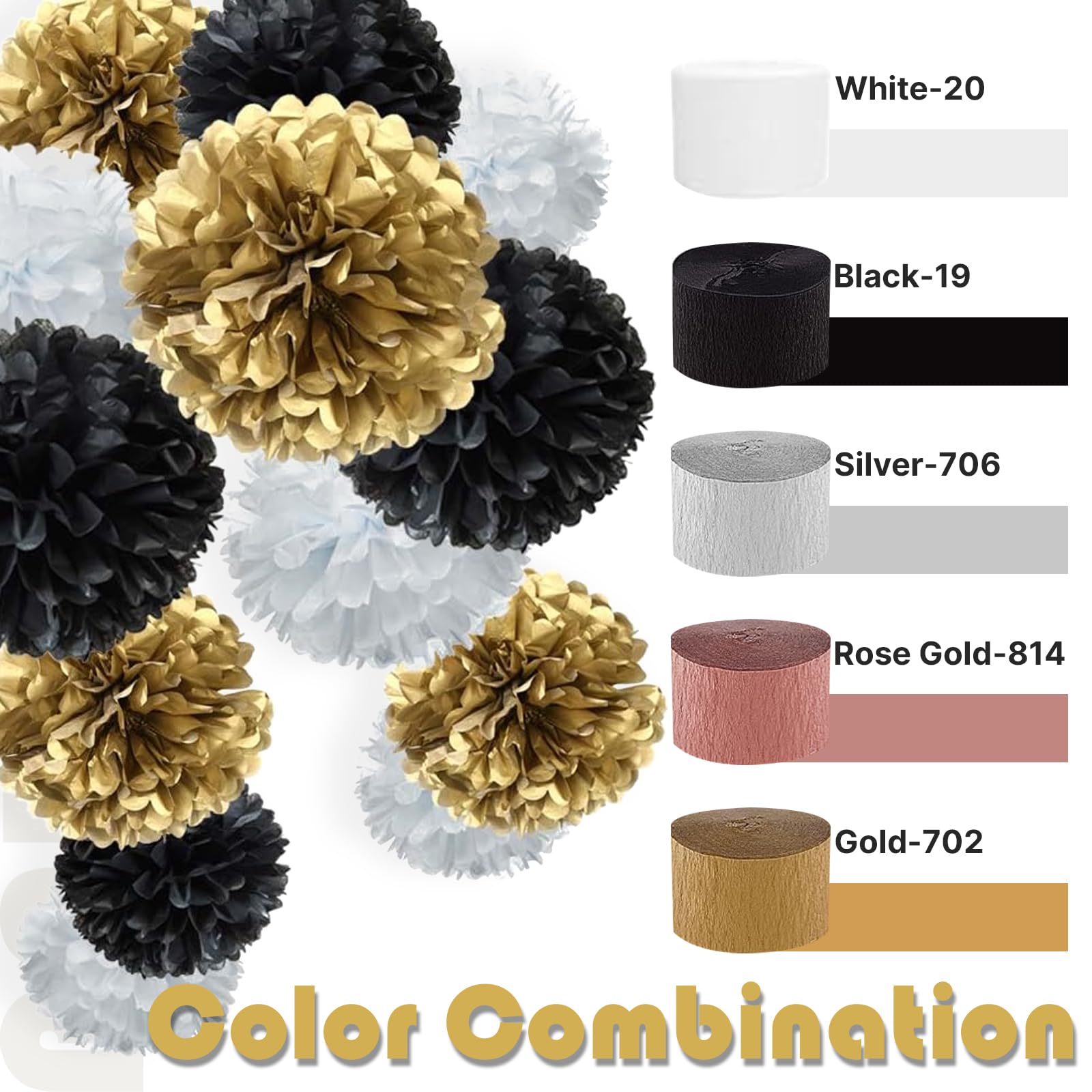 PartyWoo Gold Crepe Paper Streamers 4pcs 328ft Pack of Gold Crepe Paper for Wedding Birthday Baby Shower Engagement Anniversary New Year Eve Graduation Party Decorations(1.8 Inchx82 Ft/Roll)