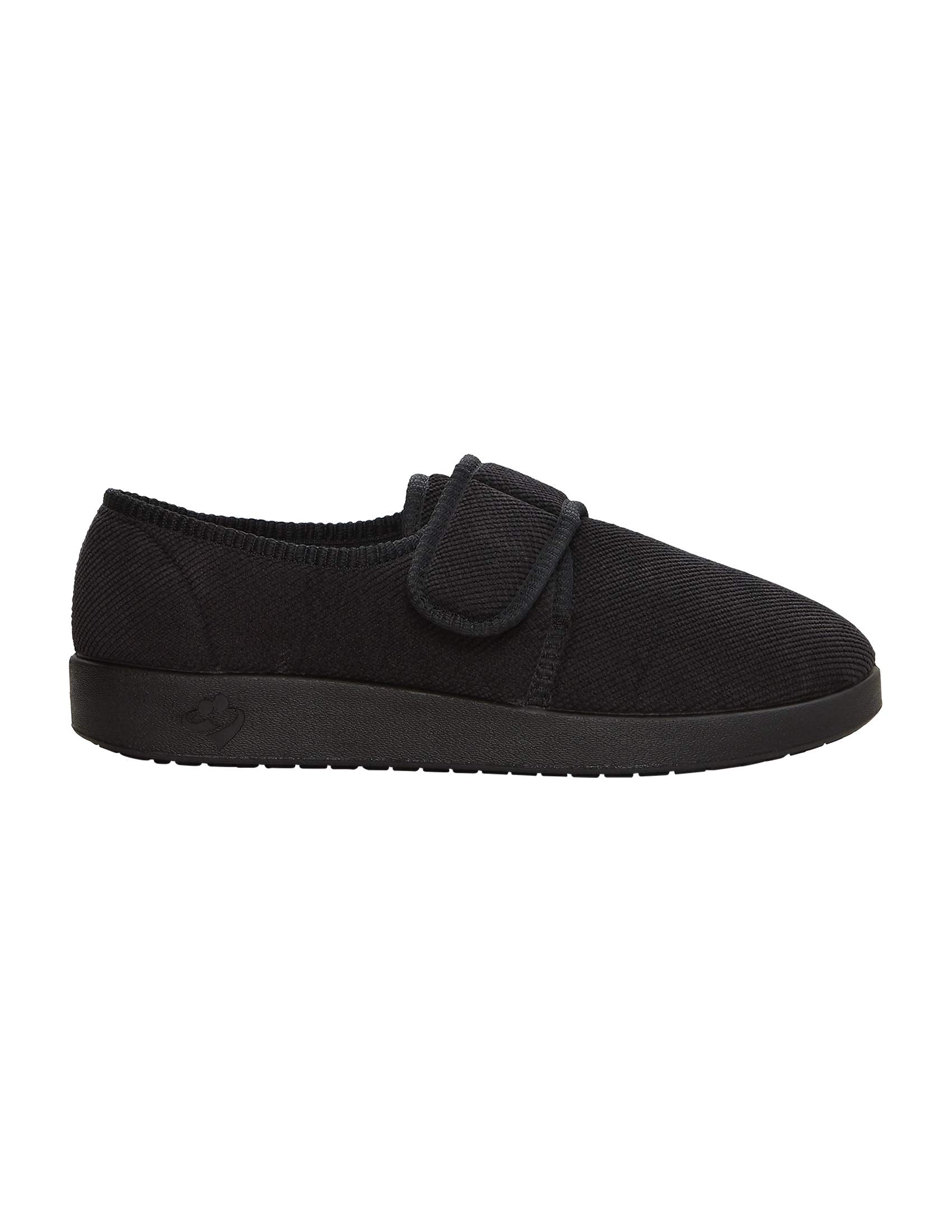 Silvert's Adaptive Clothing & Footwear Men’s Wide & Comfy Easy Closure Slippers for Seniors - Black/Black 10
