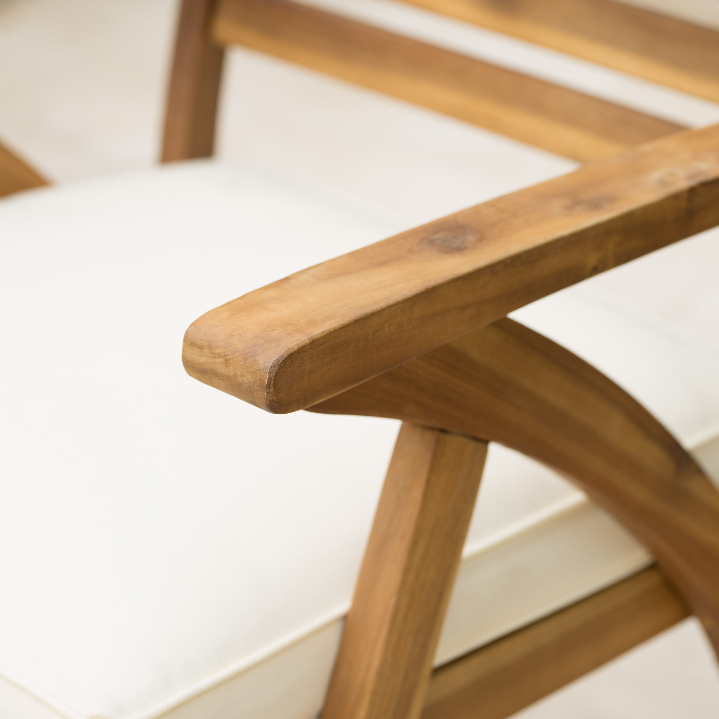 Christopher Knight Home Hermosa Outdoor Acacia Wood Arm Chairs, 2-Pcs Set, Teak Finish / Cream