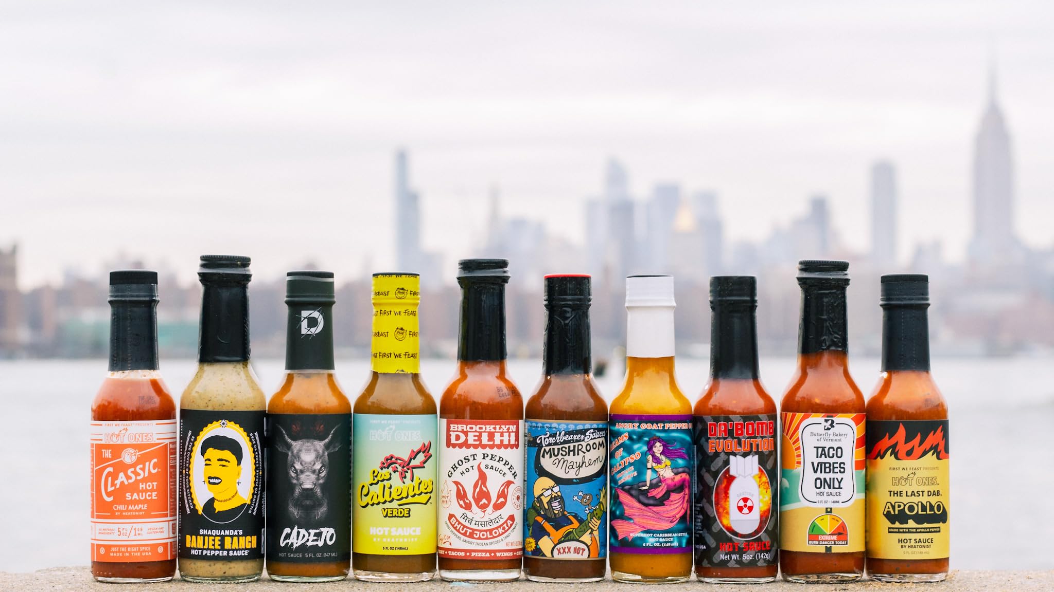 Hot Ones Season 20 Lineup, Hot Sauce Challenge Kit Made with Natural Ingredients, Unique Condiment Gift Box is the Ultimate Variety Pack for Spice Lovers, 5 fl oz Bottles Produced in Small Batches (10-Pack)
