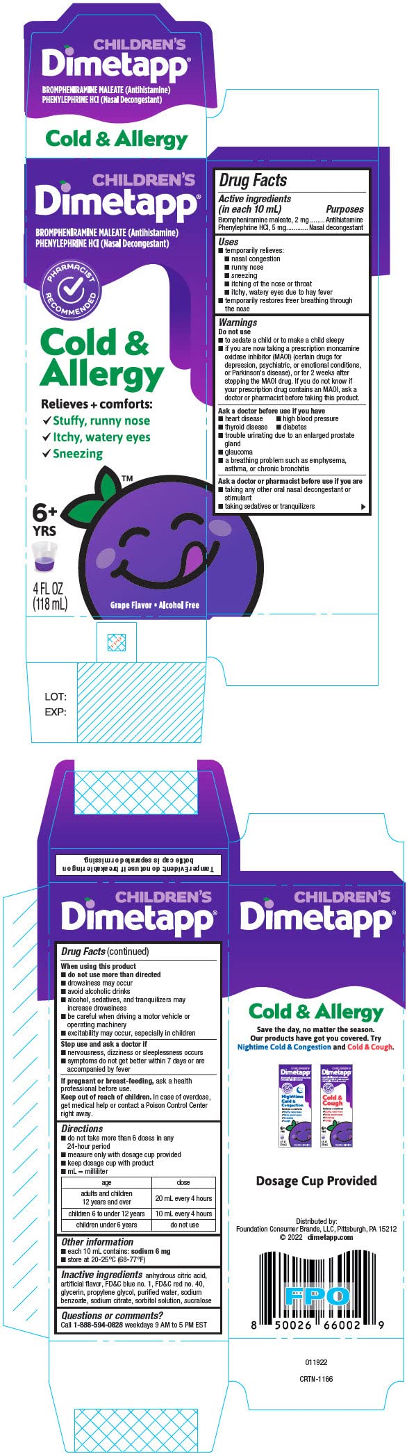 Children’s Dimetapp® Cold & Allergy Liquid – Grape Flavor, Alcohol-Free, 8 fl oz - 3 Pack
