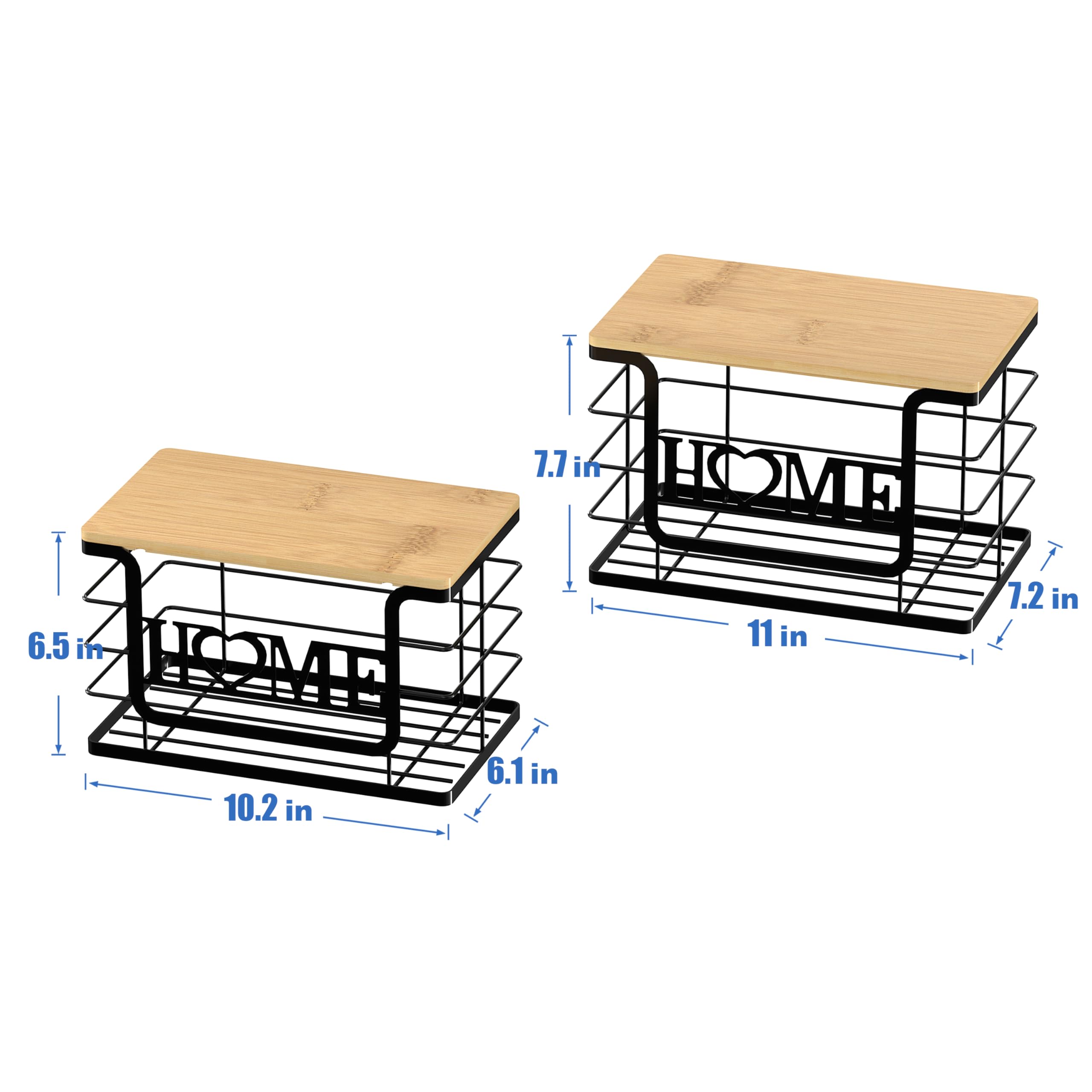 Trash Bag Holder, Thipoten Trash Bags Dispenser with Bamboo Top, Suitable for Garbage Bags Purchased Online or Supermarket, Perfect Storage Organizers for Cabinet, Under Sink (Black, 2pack-XL/L)