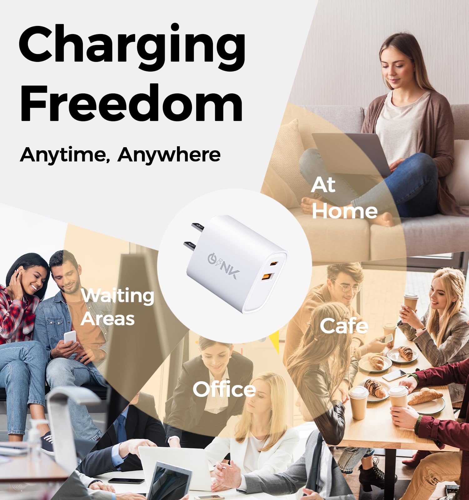 OLINK 20W Fast Charging Dual Port Power Adapter(USB A+Type C), Universal Compact USB Charger Block for iPhone 15/14/13/12/11/X/8 Pro Max, iPad Pro/Air, Airpods, Apple Watch, Samsung Galaxy