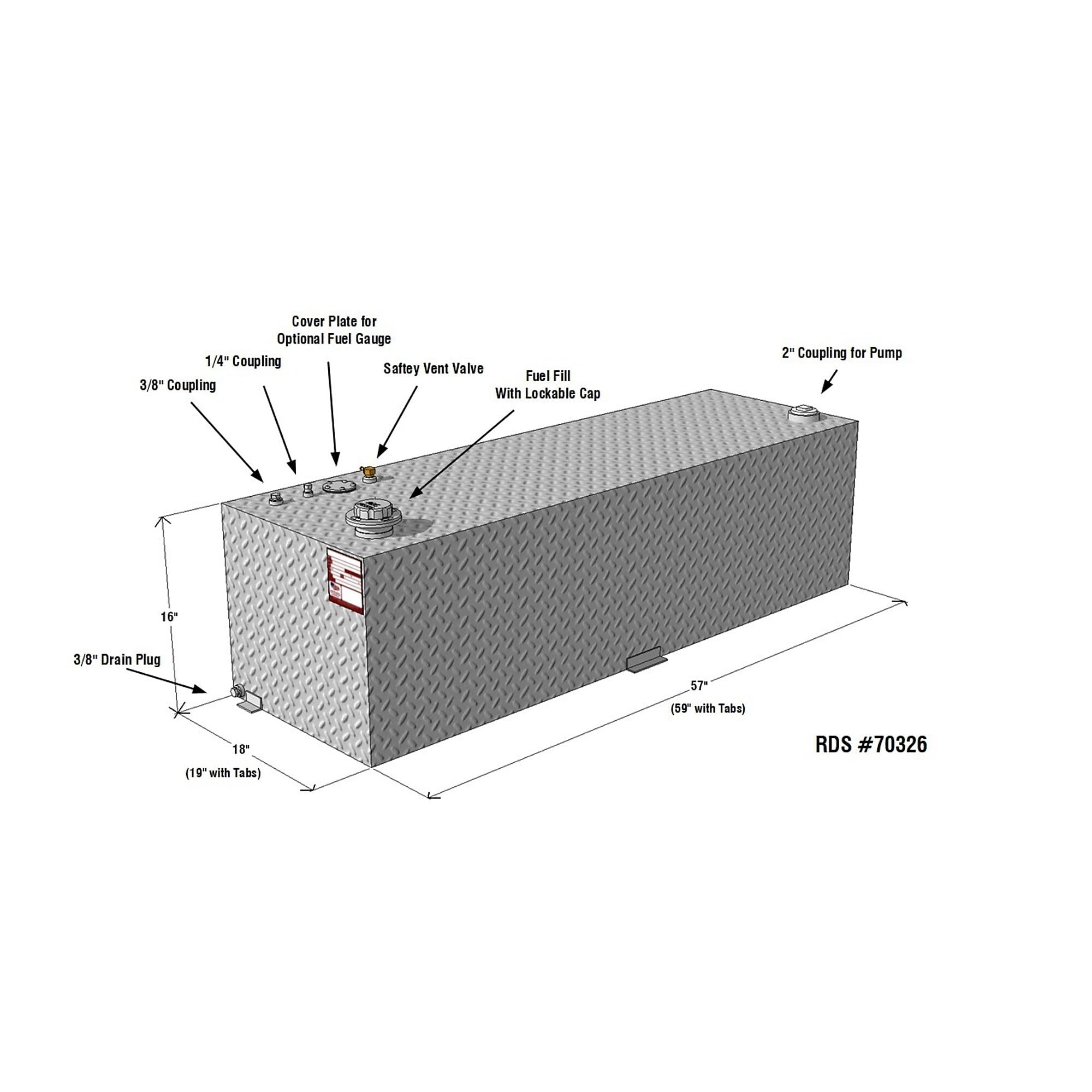 RDS MFG INC Rectangular Auxiliary Fuel Tank - 69 Gallon