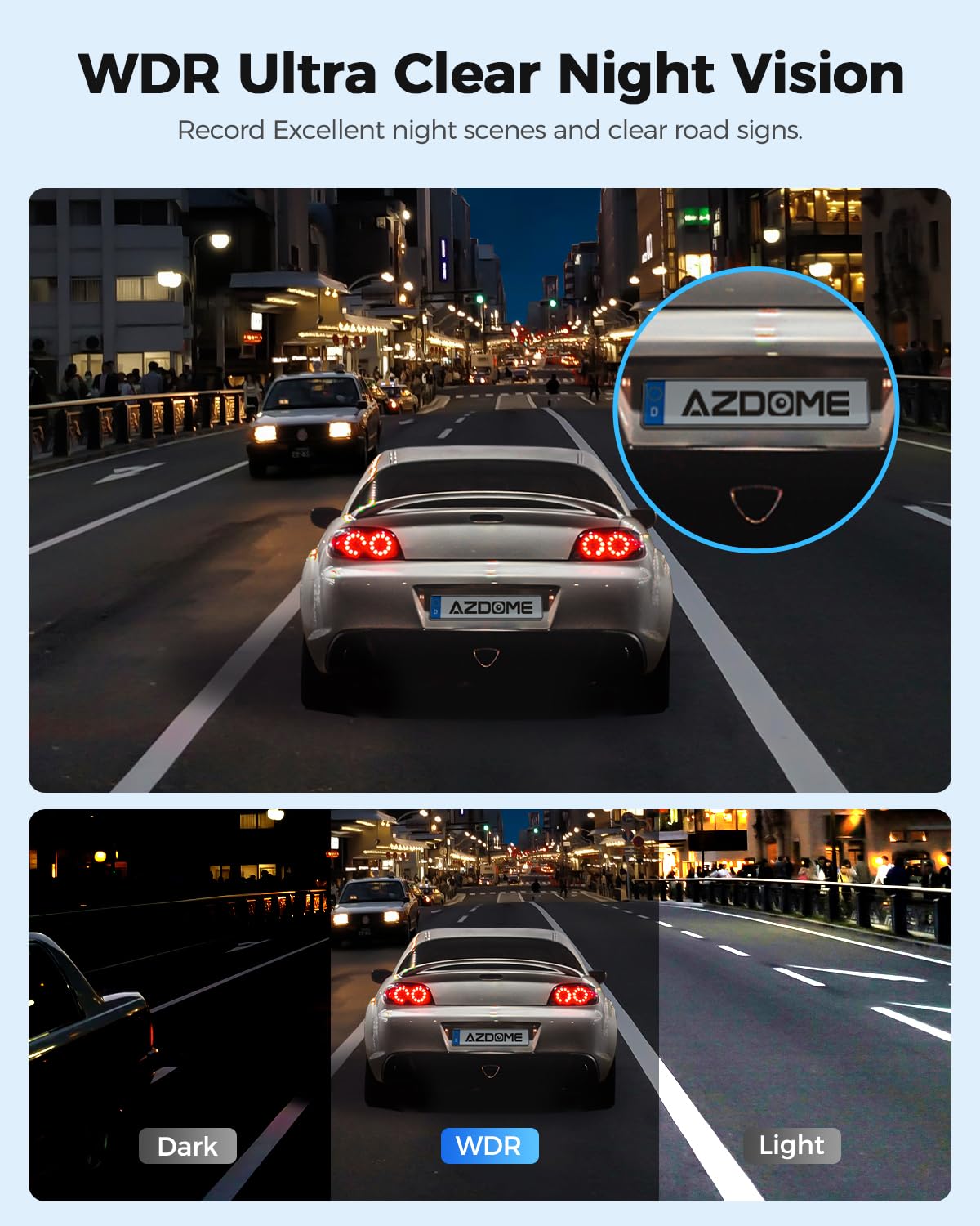 AZDOME PG17 WiFi Rear View Mirror Camera, 12" Mirror Dash Cam, Dual Camera 2.5K Front and 1080P Rear Camera for Car, Free 64GB TF Card, Waterproof Backup Camera Night Vision, Parking Assistance GPS